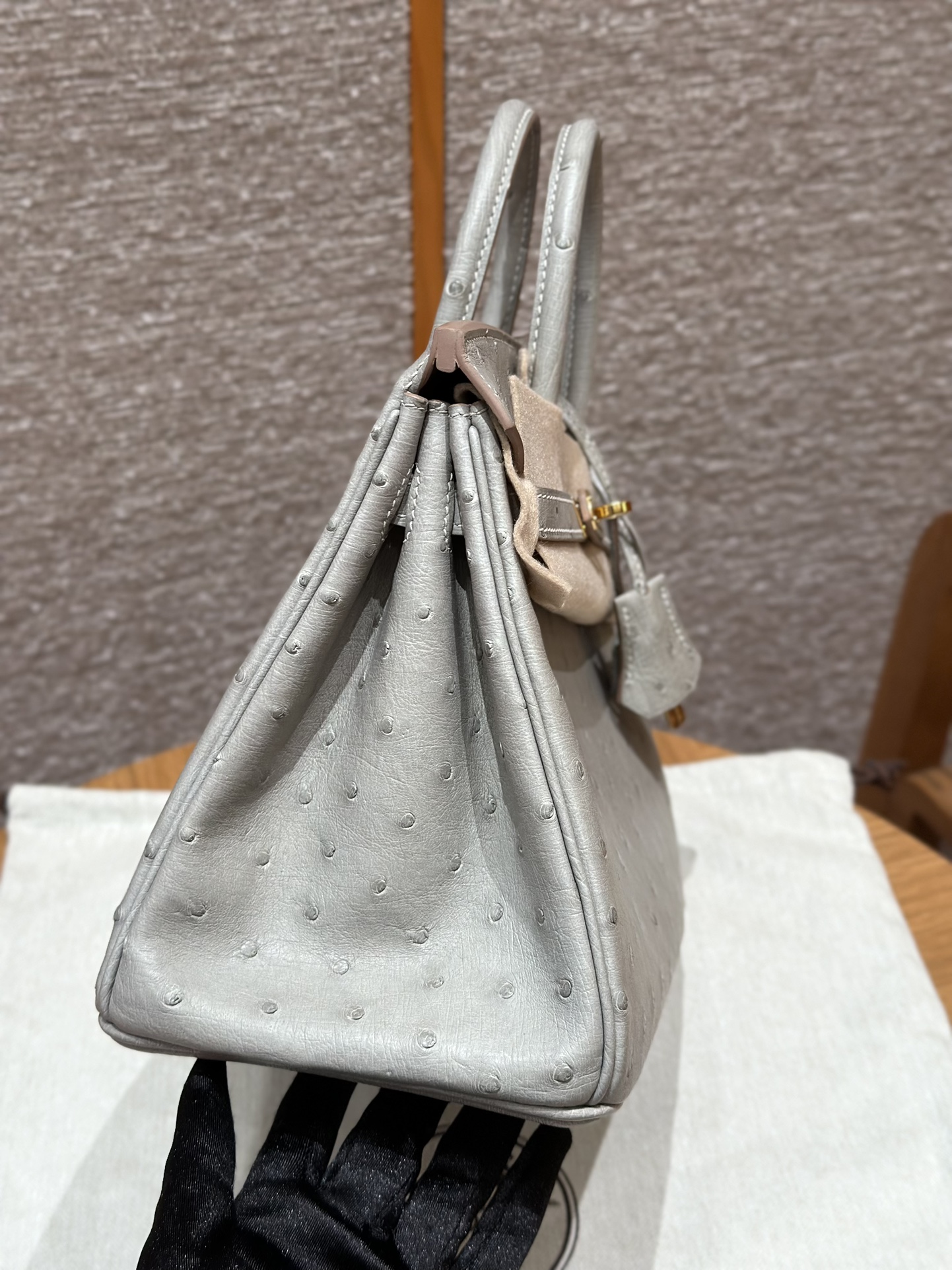 Hermès Birkin 25 Girs Perle  KK ostrich imported