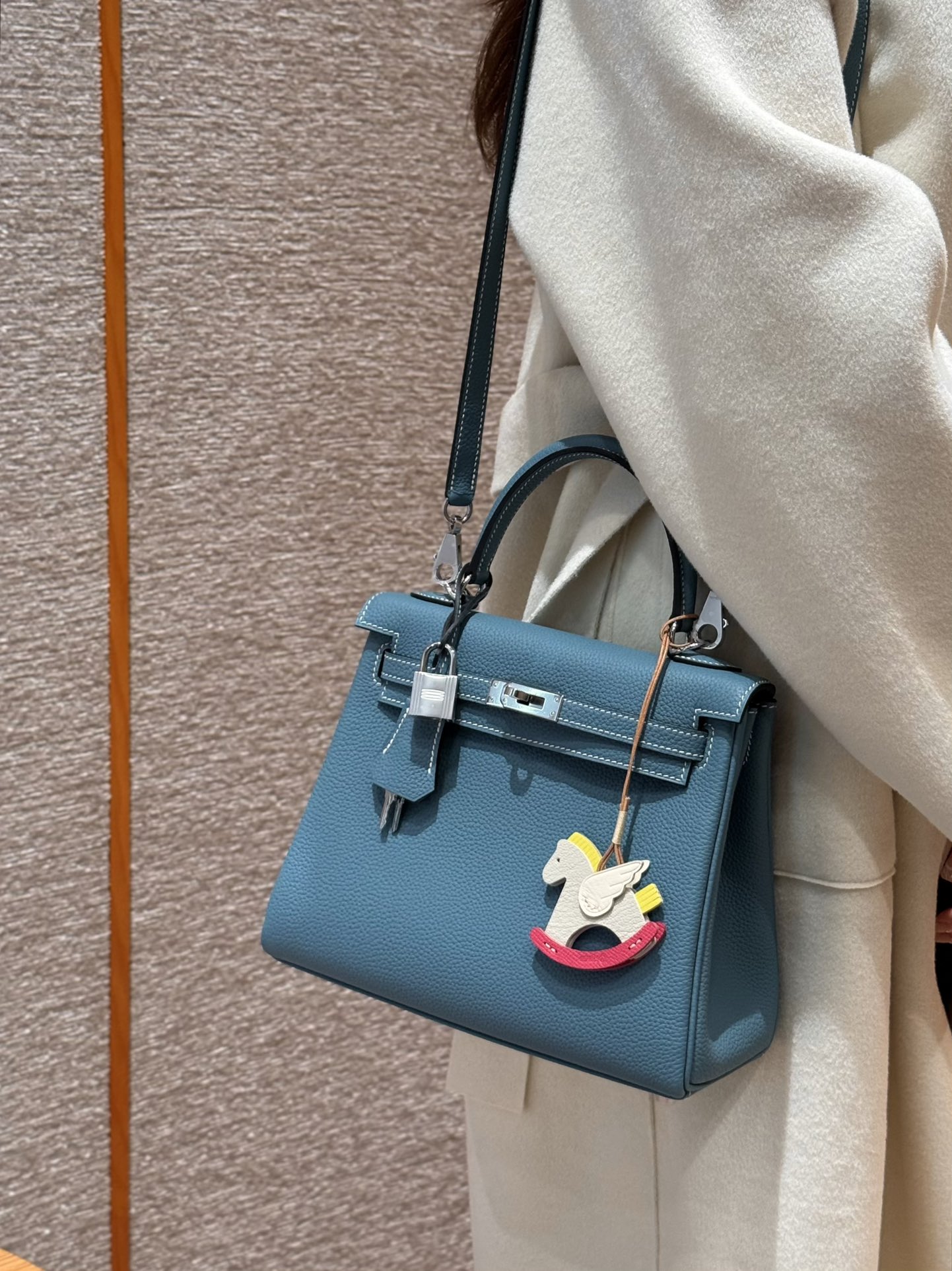 Hermès  Kelly 25 Blue Jean Togo