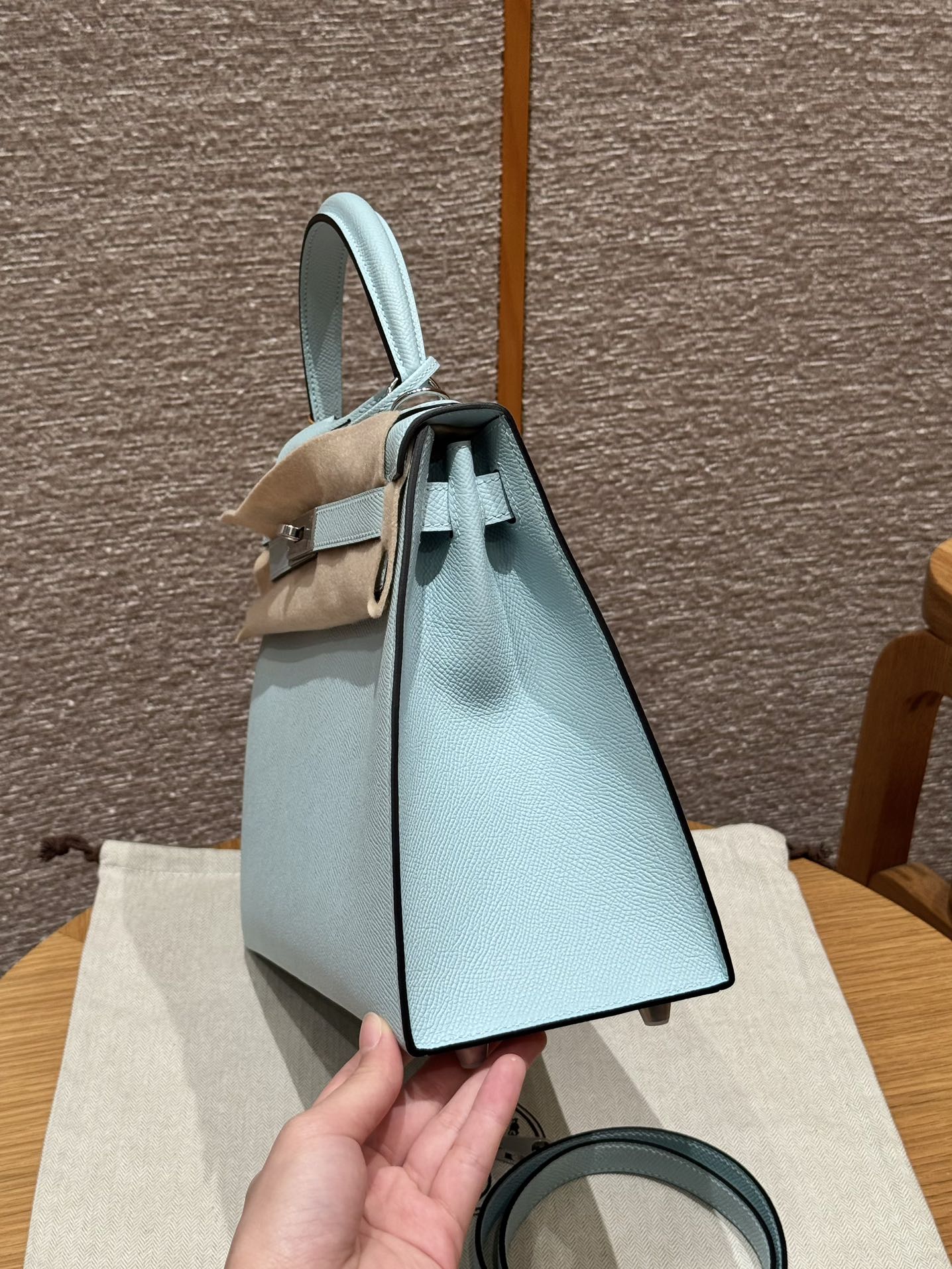 Hermès  Kelly 28 Blue zephyr eposm