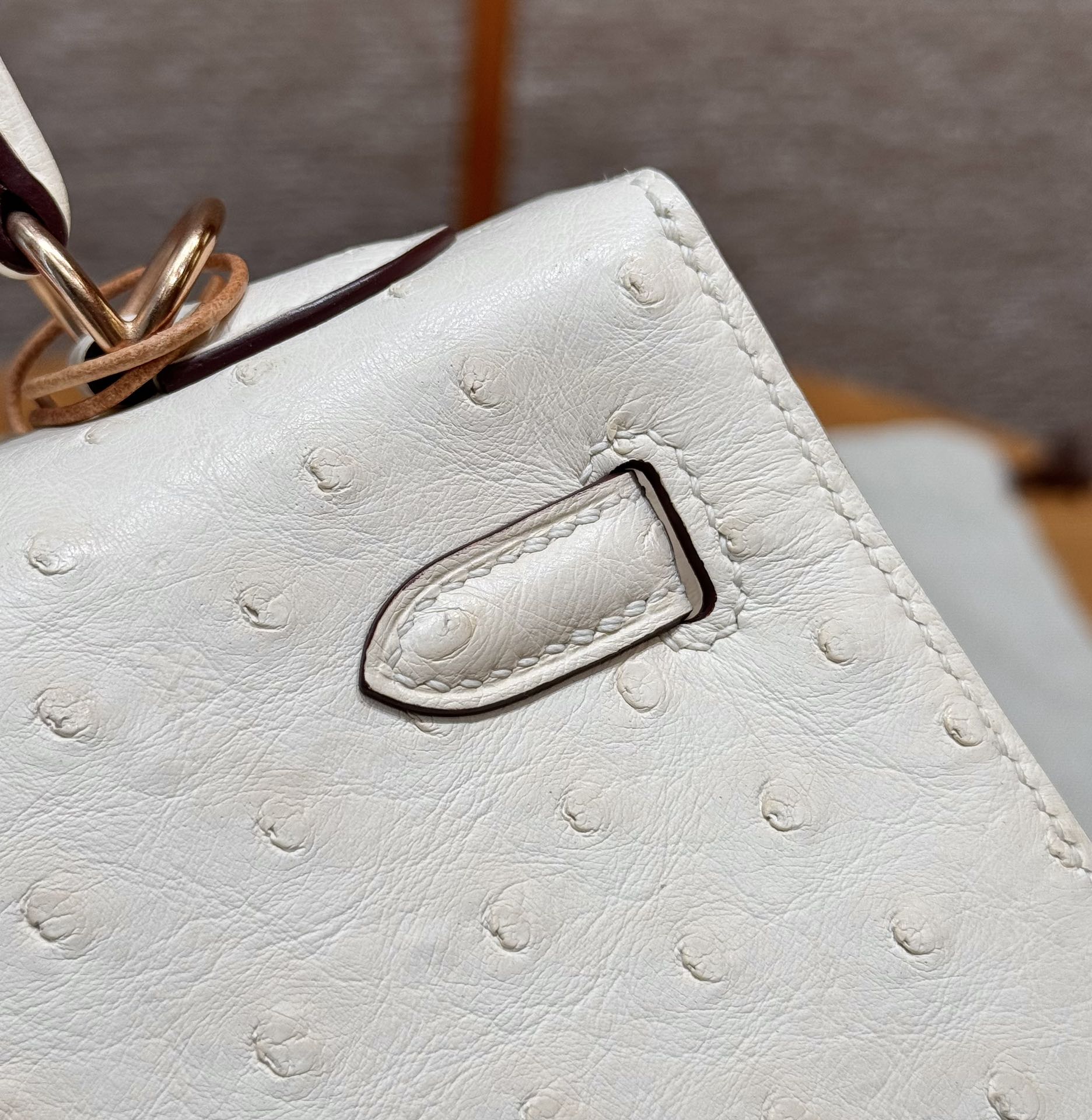 Hermès  Kelly 25 Beton  KK ostrich imported