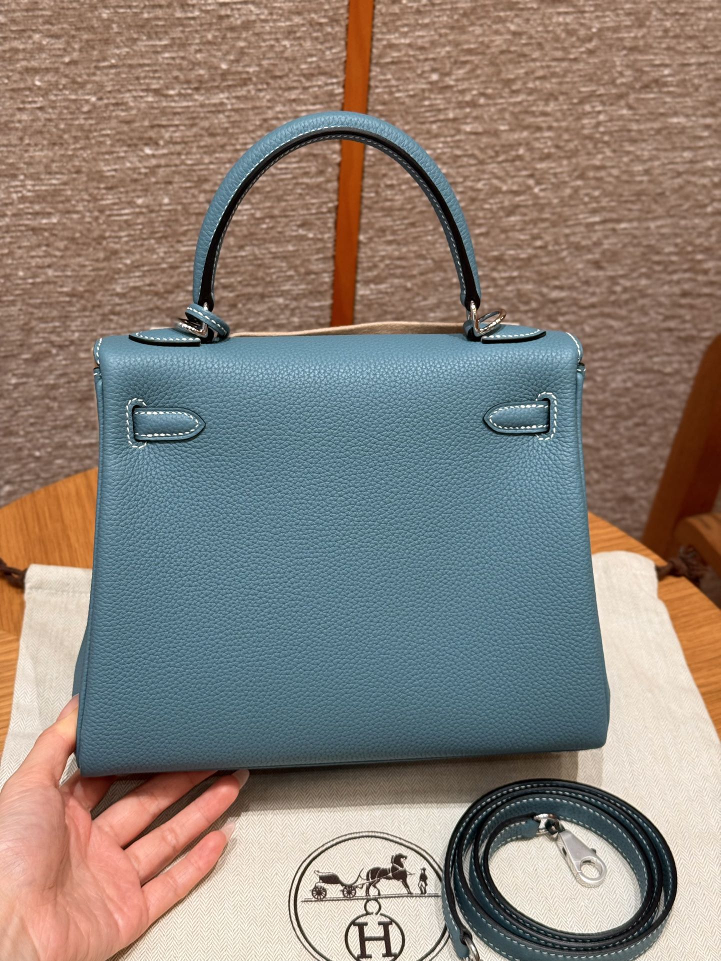 Hermès  Kelly 25 Blue Jean Togo