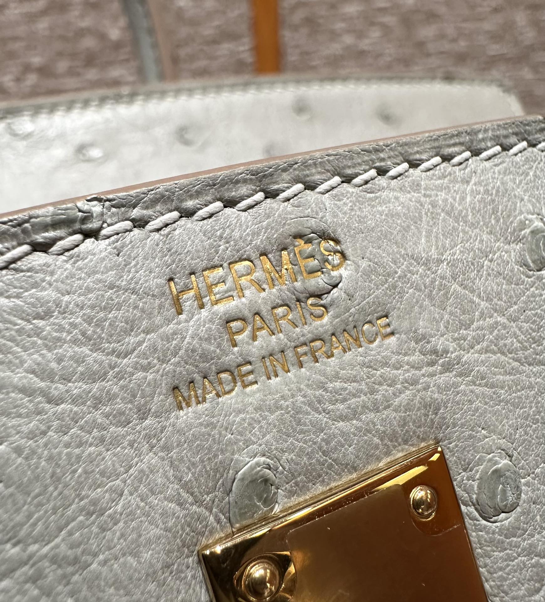 Hermès Birkin 25 Girs Perle  KK ostrich imported