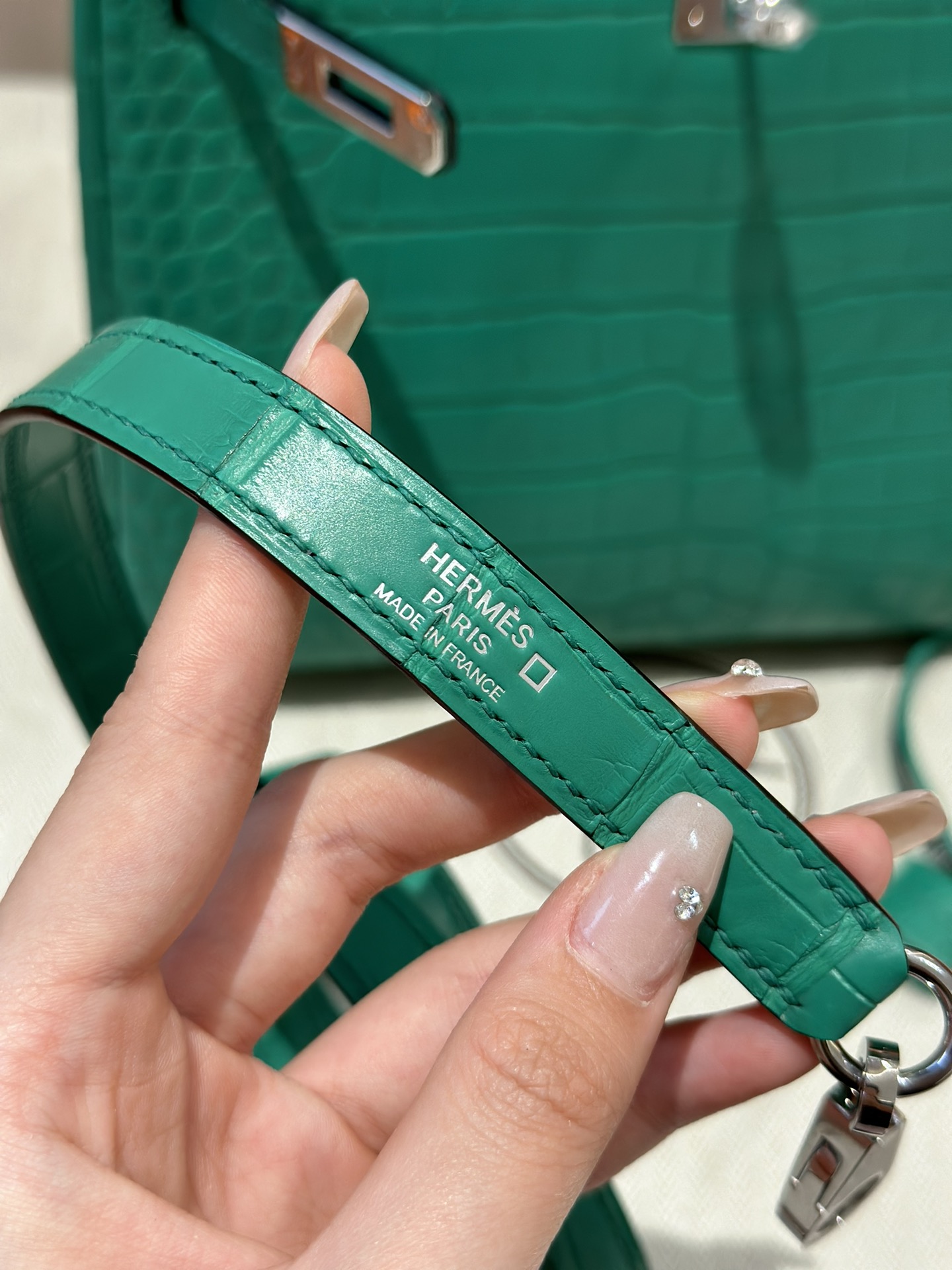 Hermès  Kelly 25 Vert comics  frosted crocodile skin