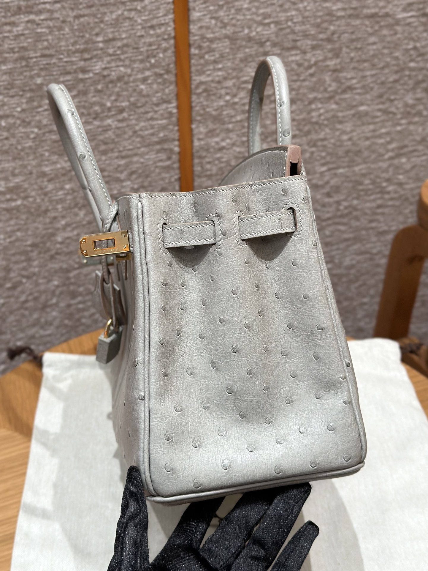 Hermès Birkin 25 Girs Perle  KK ostrich imported