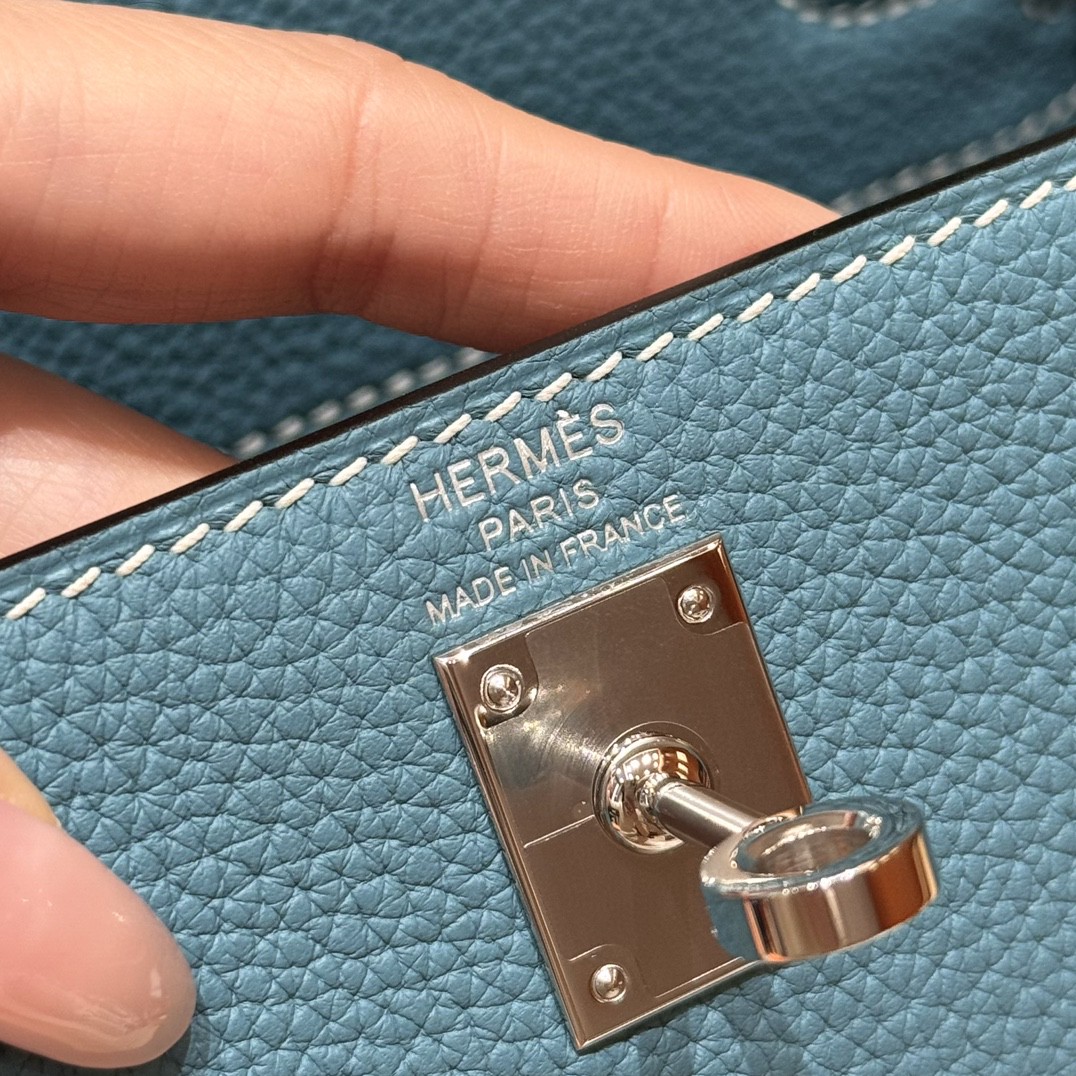 Hermès  Kelly 25 Blue Jean Togo