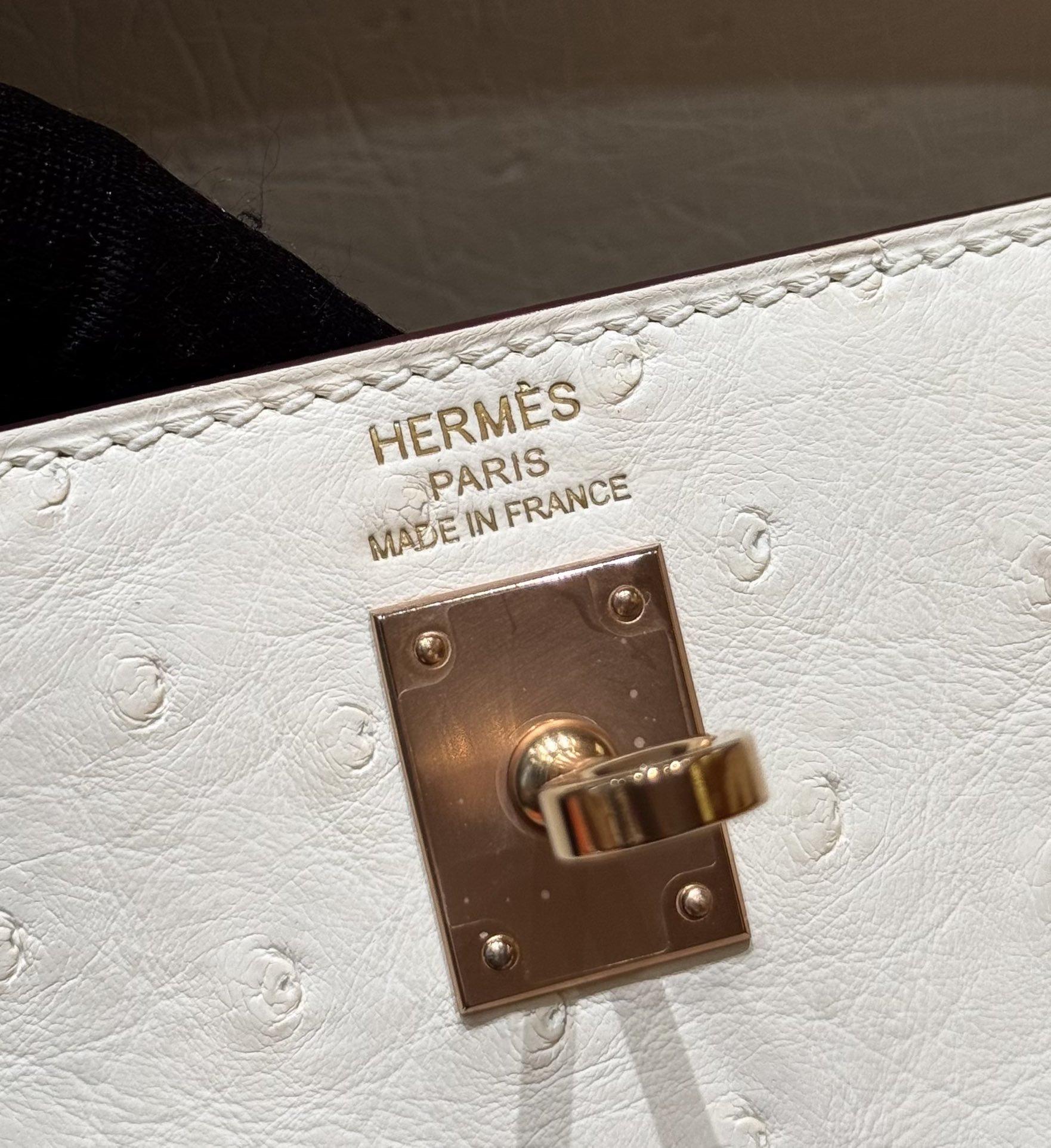 Hermès  Kelly 25 Beton  KK ostrich imported