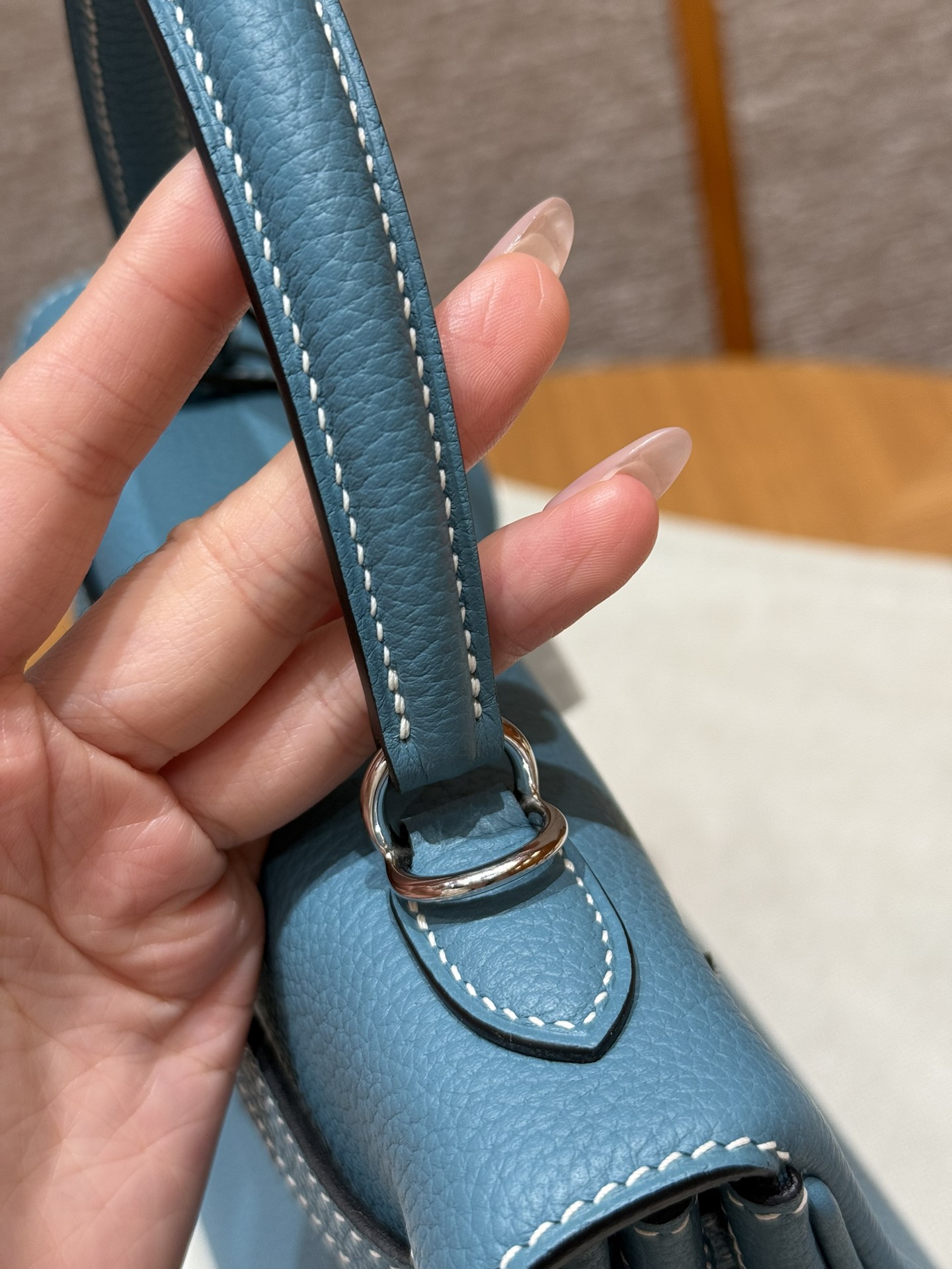 Hermès  Kelly 25 Blue Jean Togo