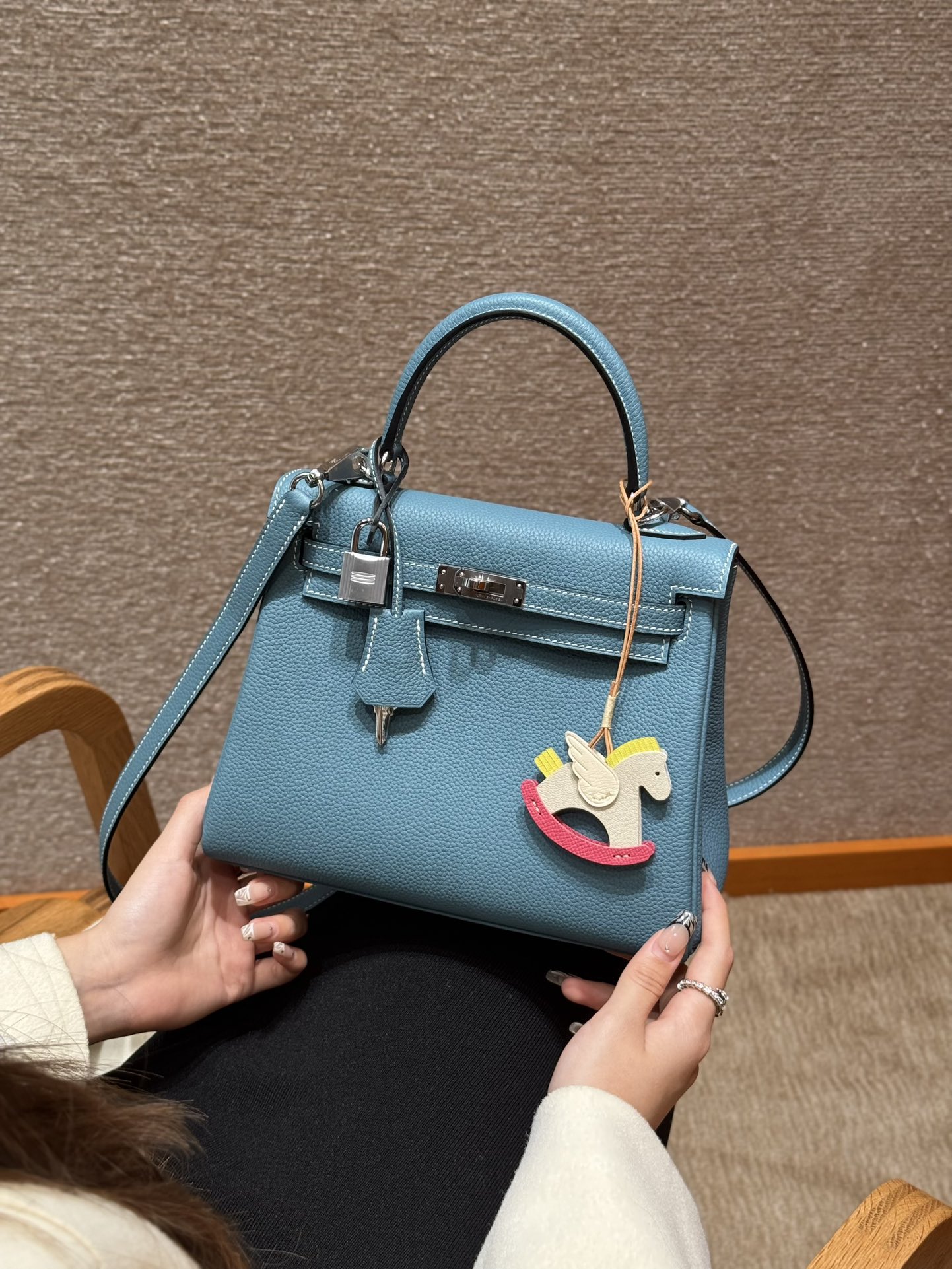 Hermès  Kelly 25 Blue Jean Togo