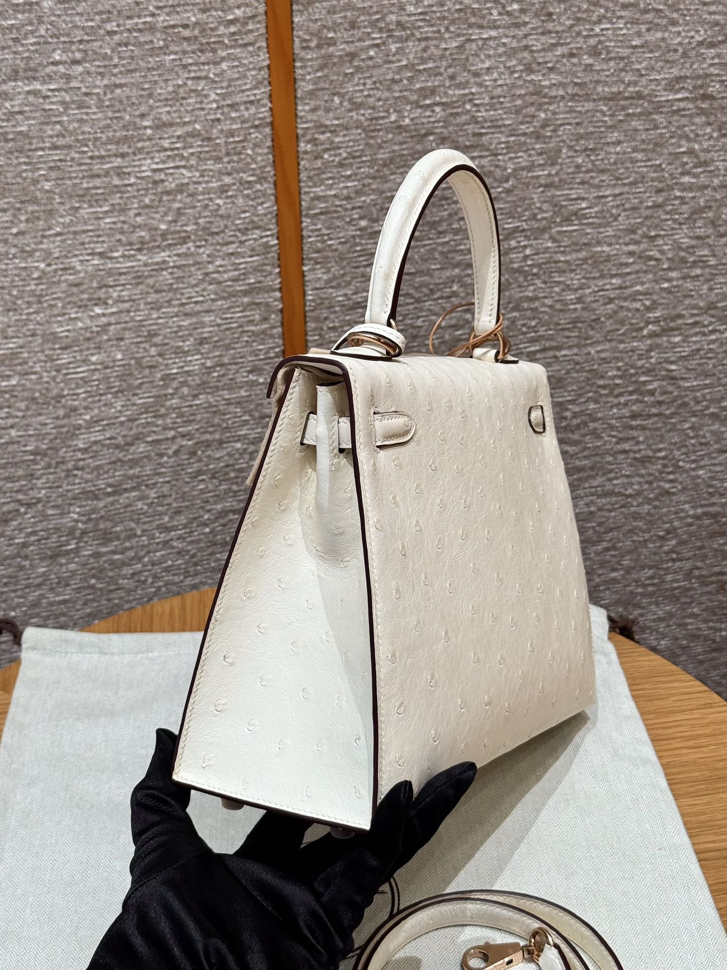 Hermès  Kelly 25 Beton  KK ostrich imported