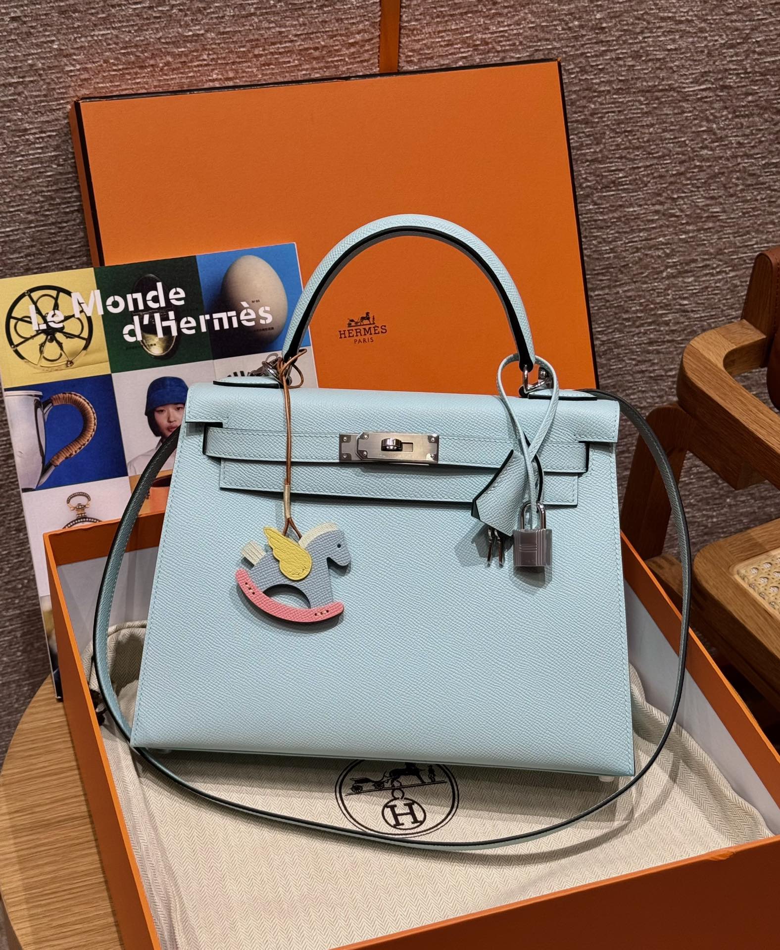 Hermès  Kelly 28 Blue zephyr eposm