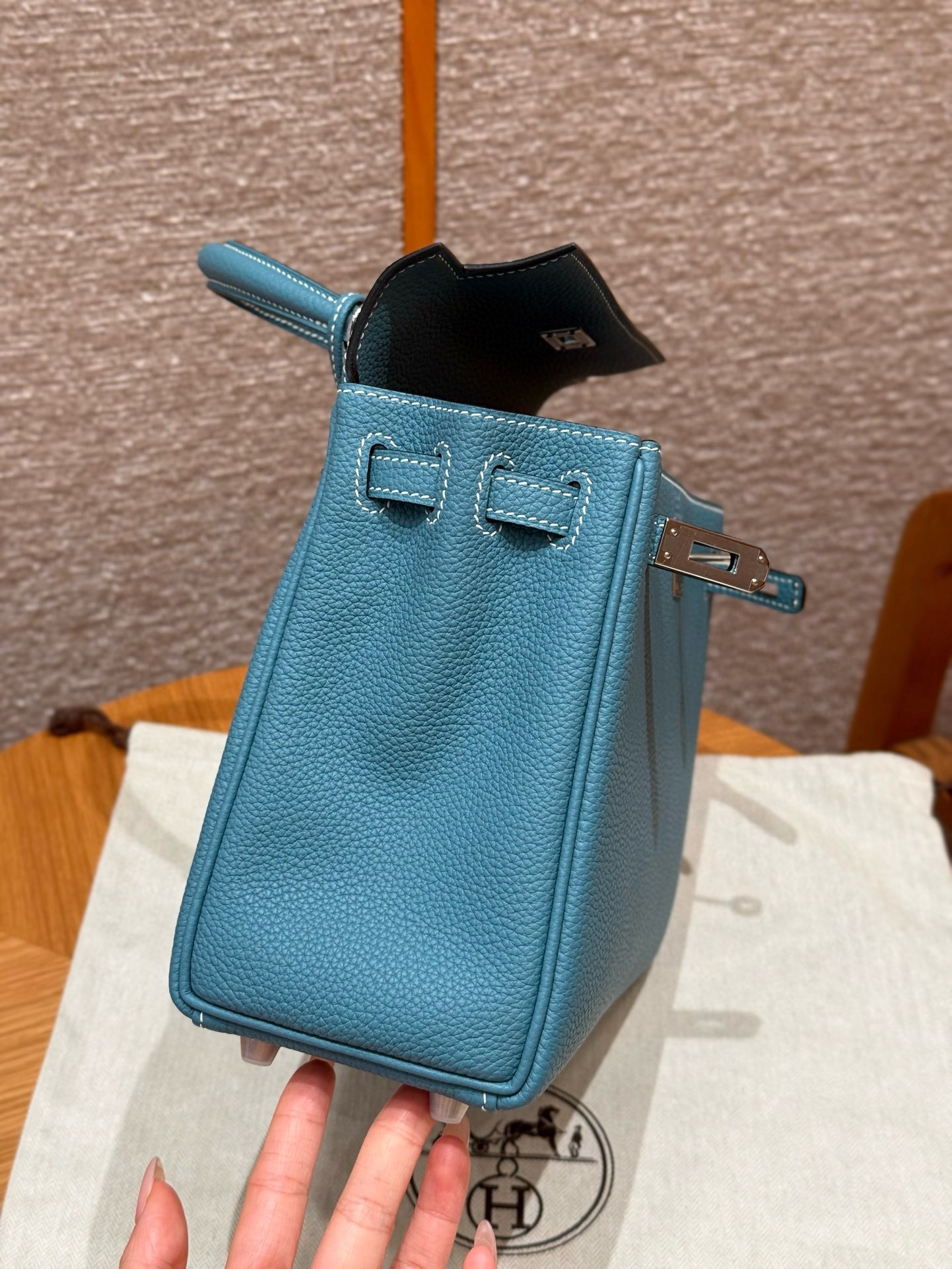 Hermès  Kelly 25 Blue Jean Togo