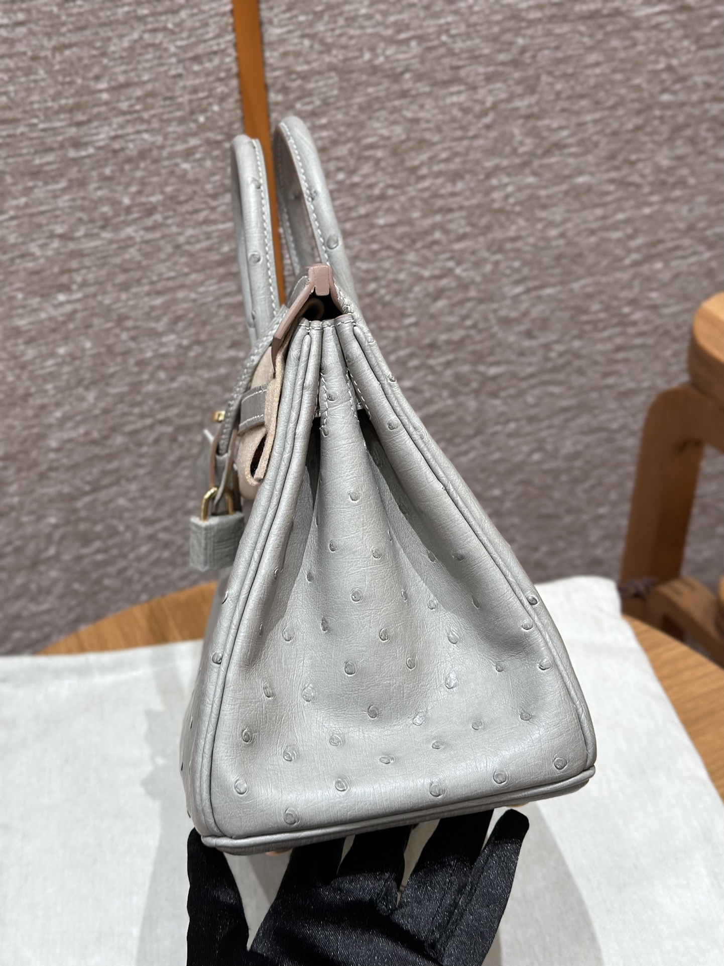 Hermès Birkin 25 Girs Perle  KK ostrich imported