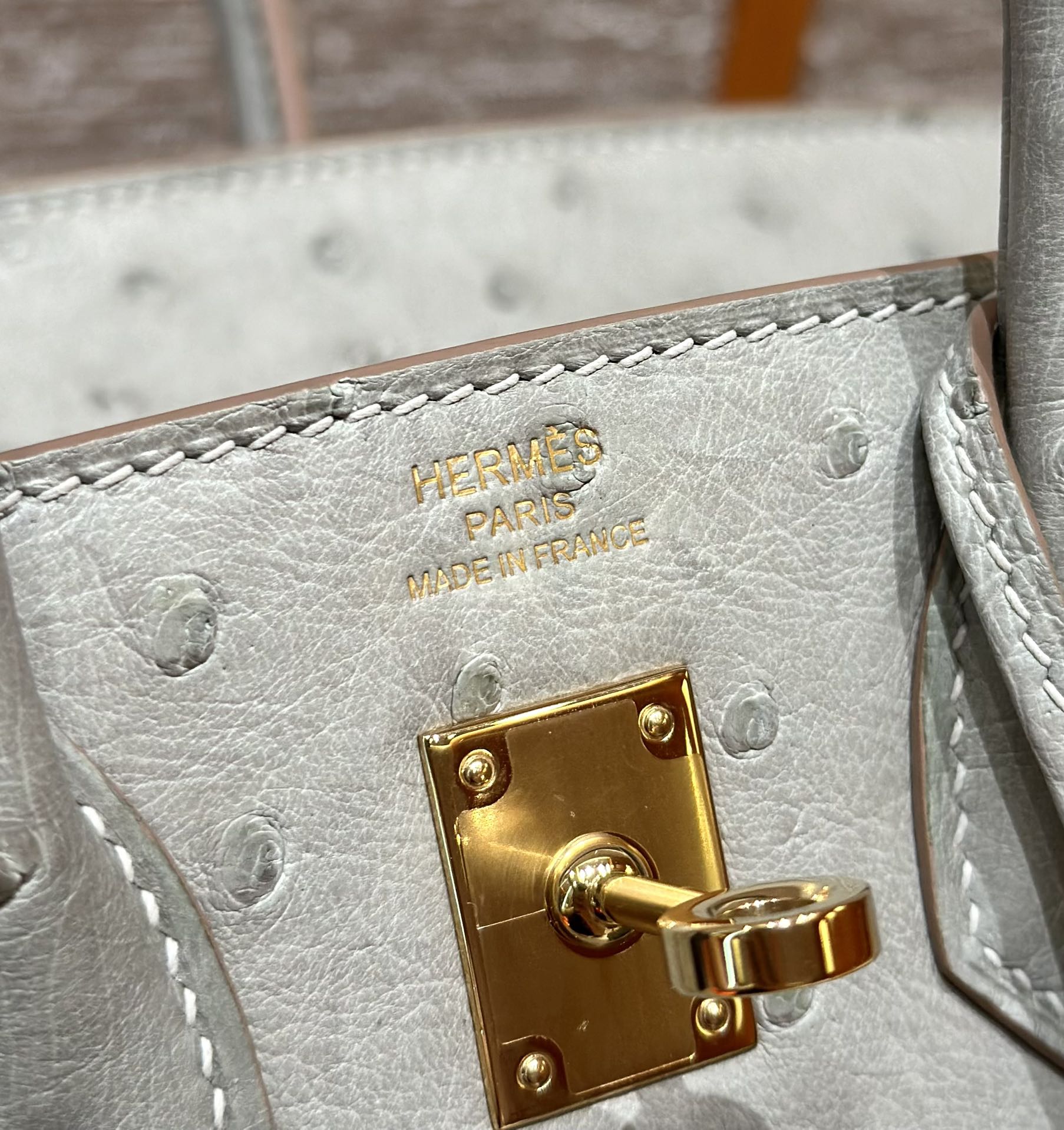 Hermès Birkin 25 Girs Perle  KK ostrich imported