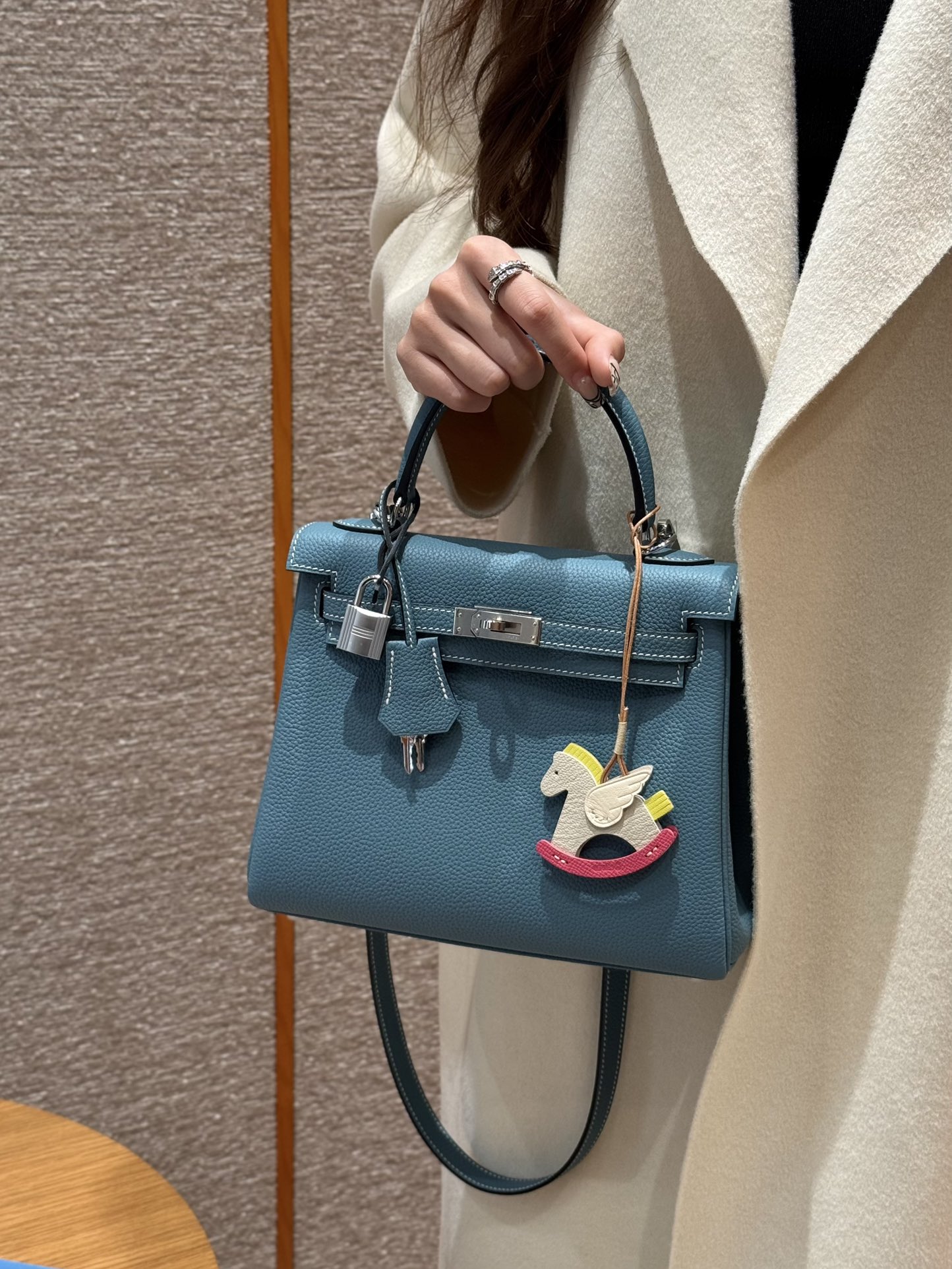 Hermès  Kelly 25 Blue Jean Togo