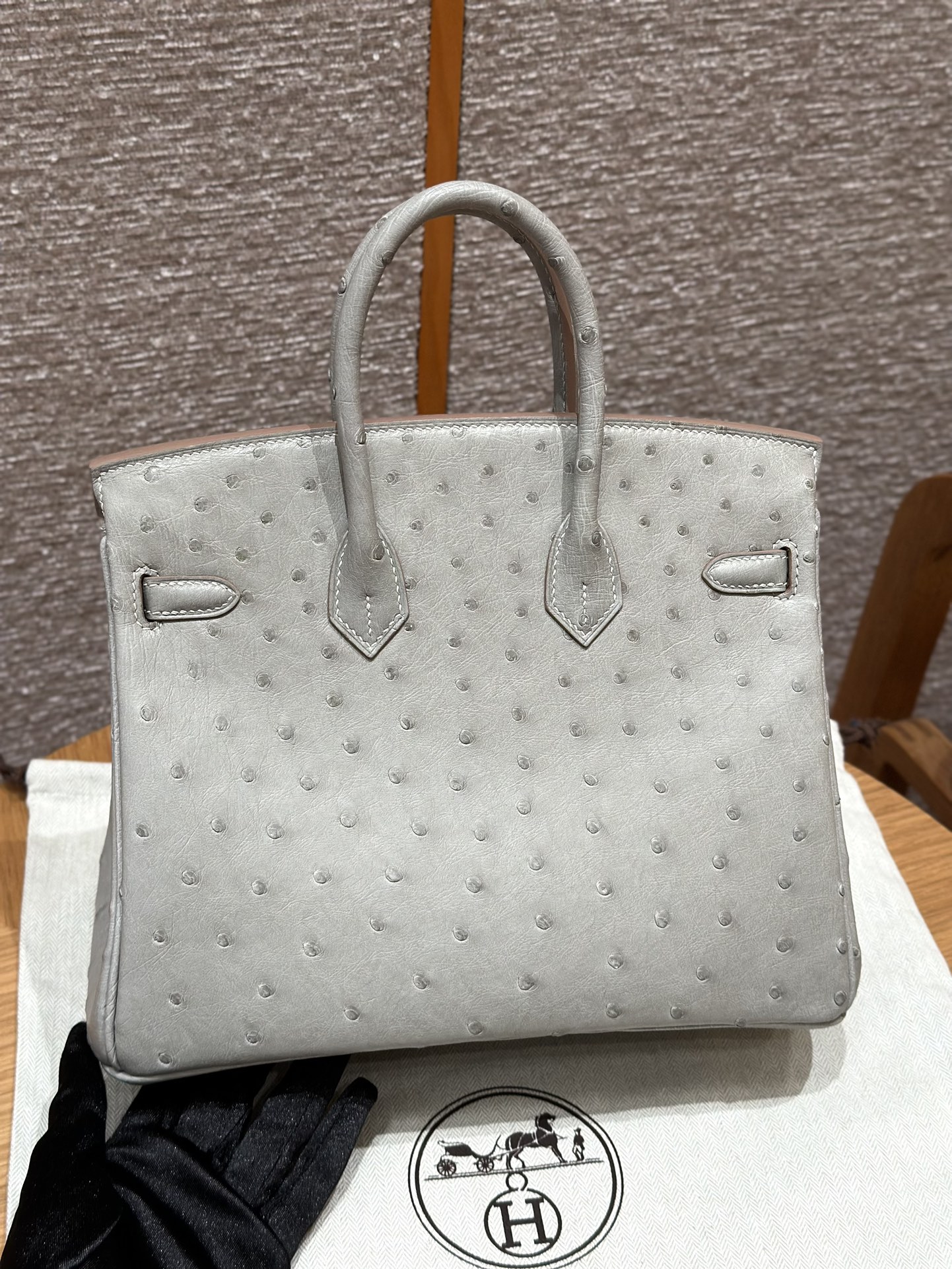 Hermès Birkin 25 Girs Perle  KK ostrich imported