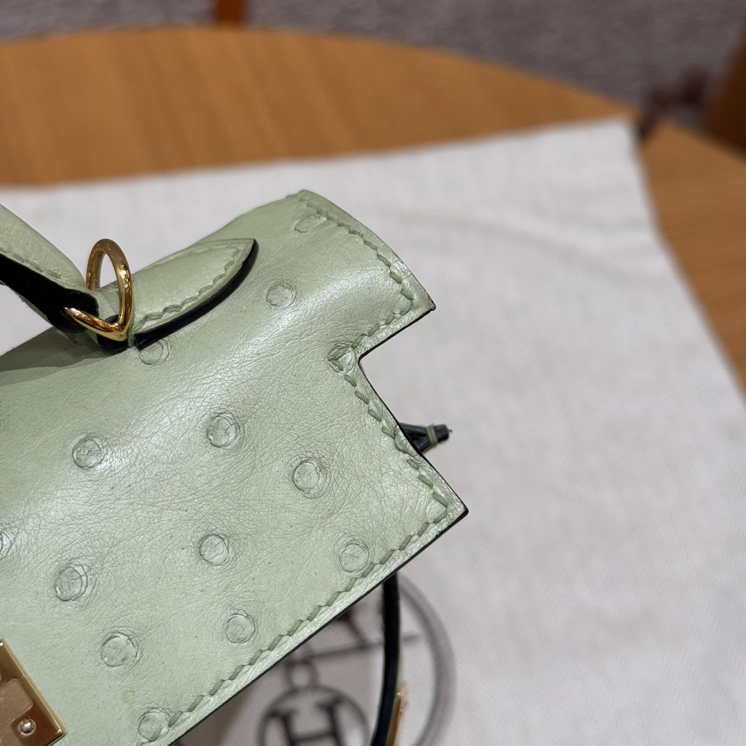 Hermès  Mini Kelly2 Size19 Vert Criquet  KK ostrich imported