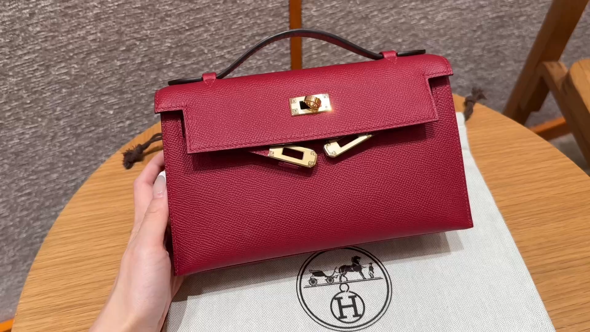 Hermès  Kelly Pochette 1 Rouge great Epsom