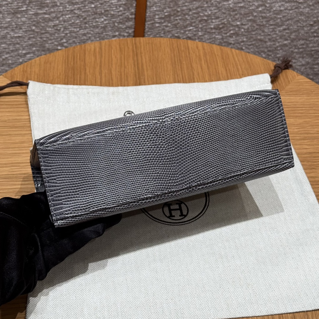 Hermès  Kelly Pochette 1  Ardoise Lizard imported