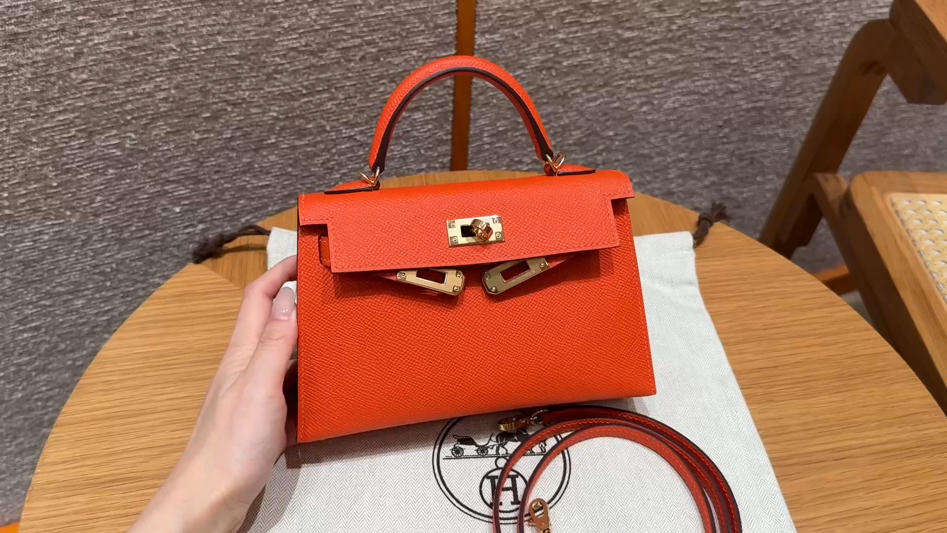 Hermès  Mini Kelly2 Size19 Feu  Epsom