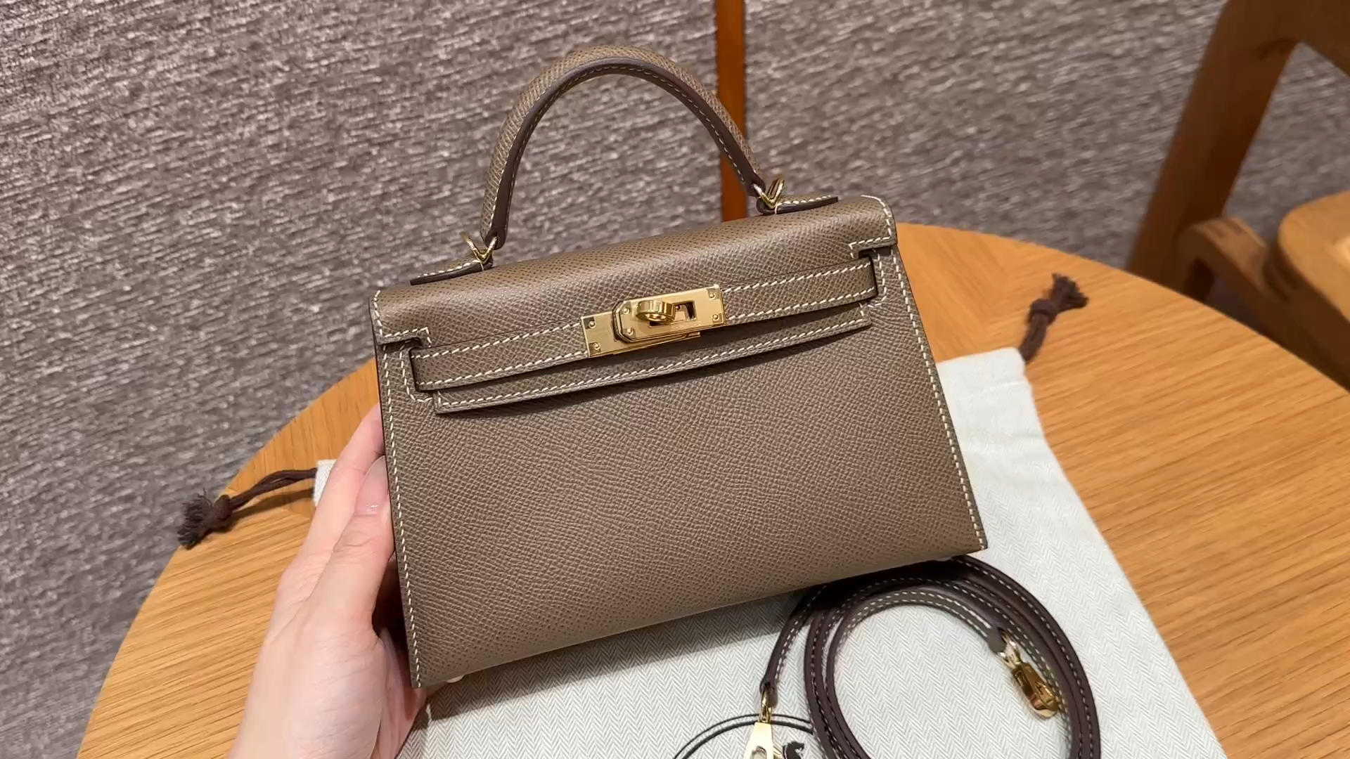 Hermès  Mini Kelly2 Size19 etoupe Epsom
