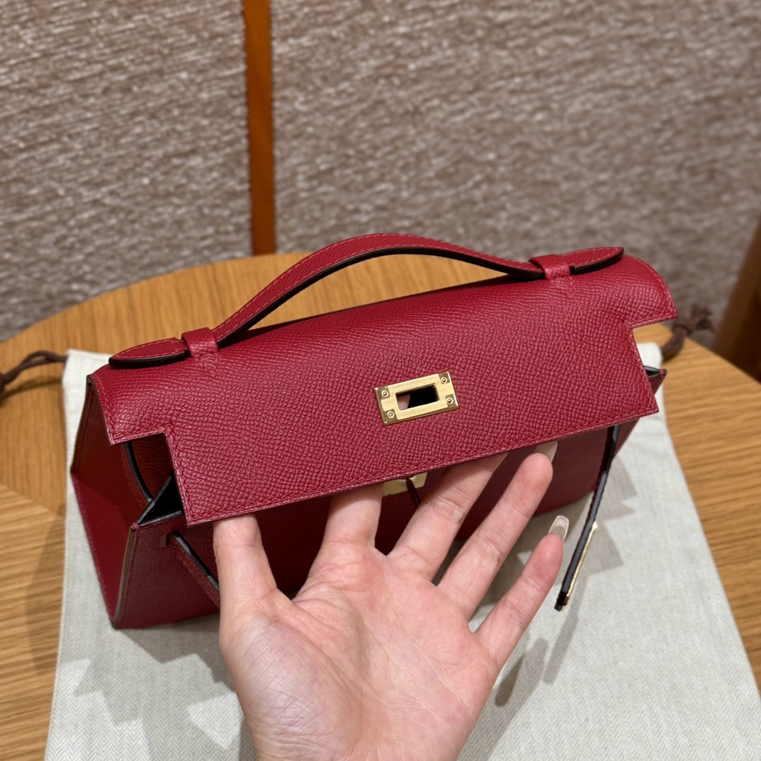 Hermès  Kelly Pochette 1 Rouge great Epsom