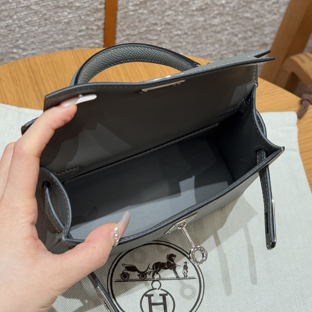 Hermès  Mini Kelly2 Size19 Gris Mayer Epsom