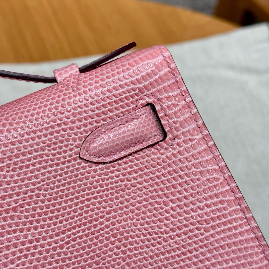 Hermès  Kelly Pochette 1   Pink Lizard imported
