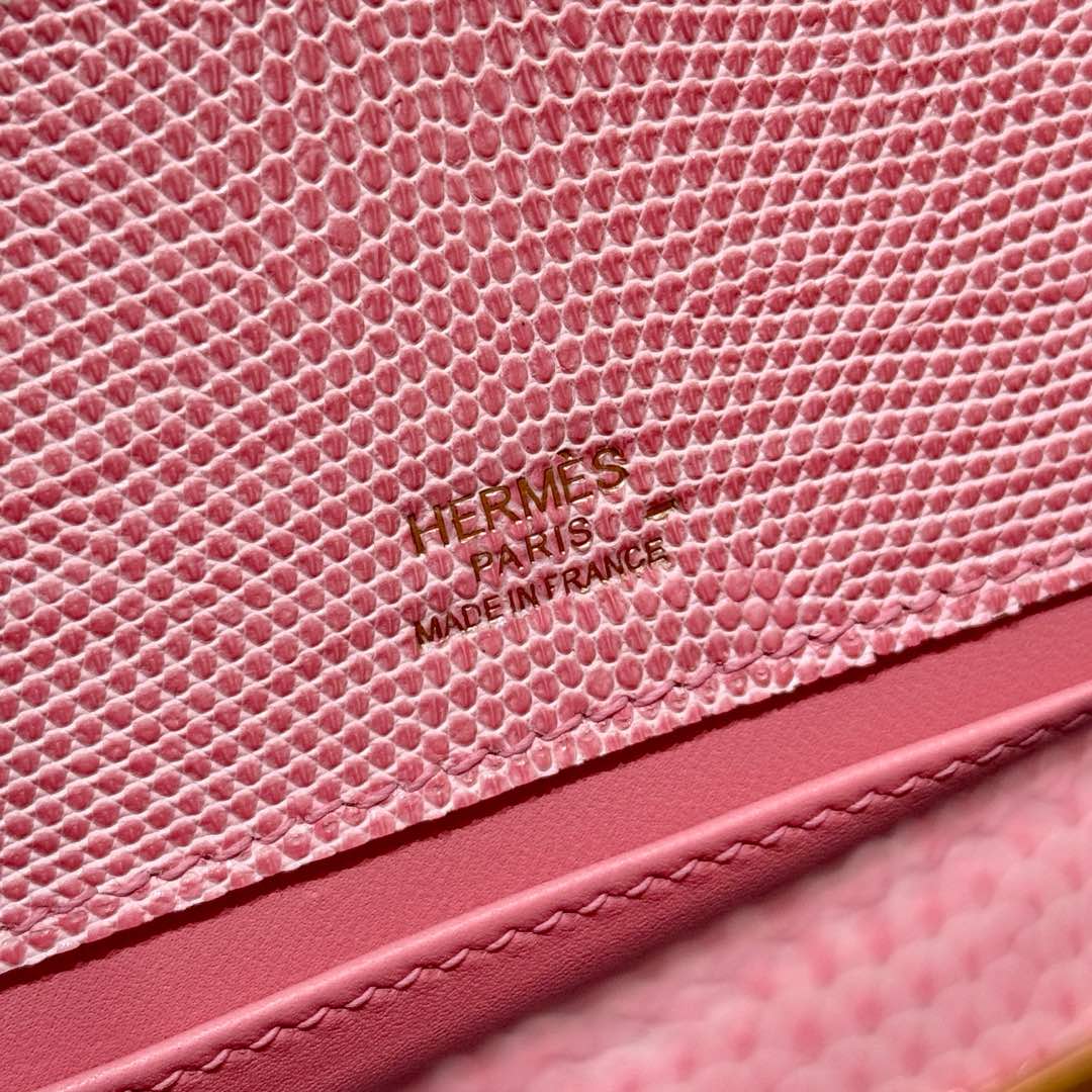 Hermès  Kelly Pochette 1   Pink Lizard imported