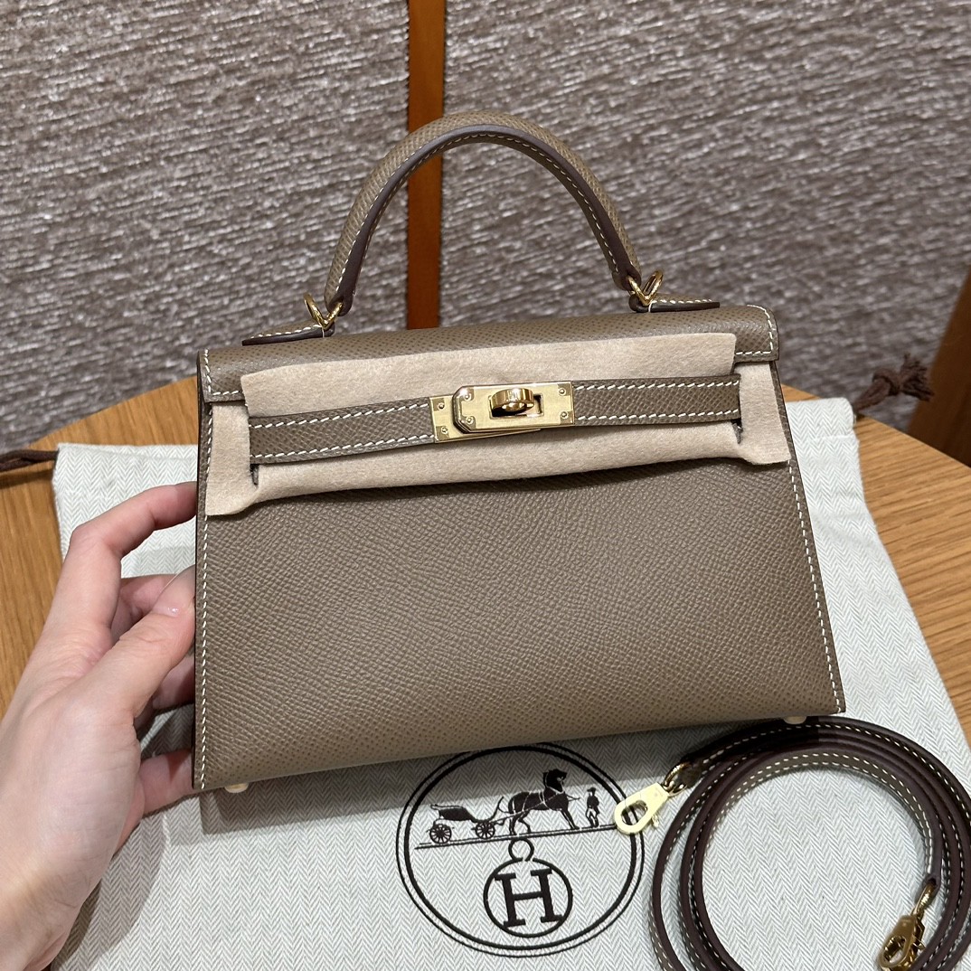 Hermès  Mini Kelly2 Size19 etoupe Epsom