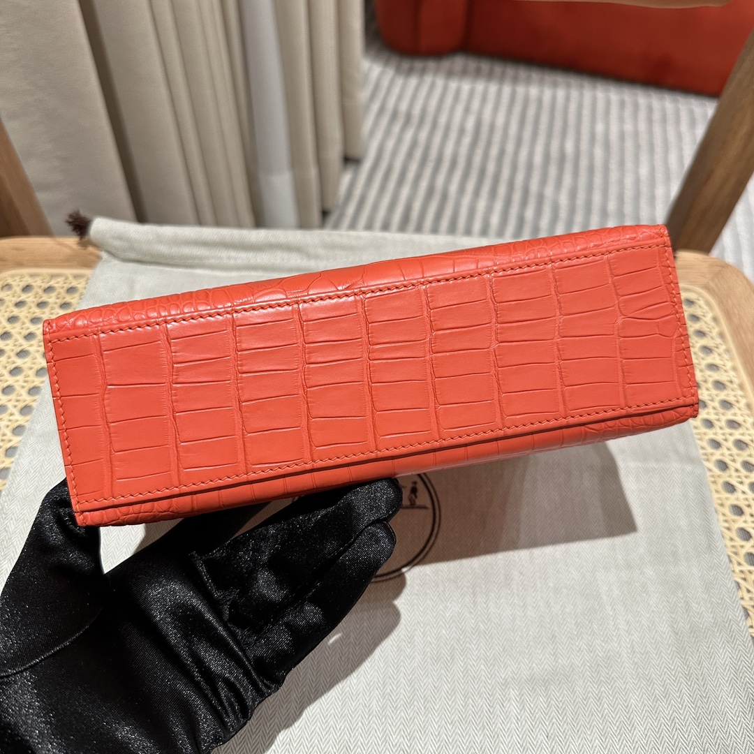 Hermès  Kelly Pochette 1 Orange Alligator🐊