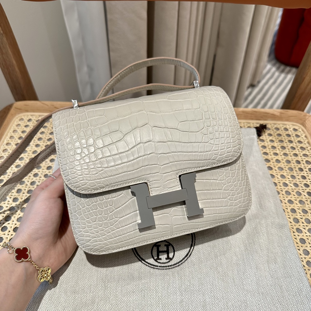 Hermès Constance 19  Beton  Alligator shiny crocodile🐊