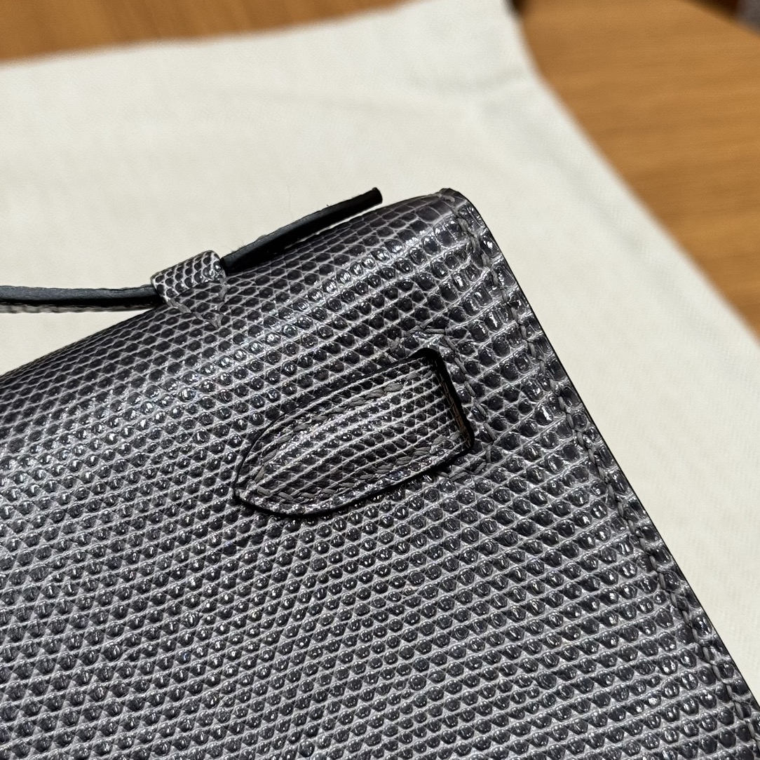 Hermès  Kelly Pochette 1  Ardoise Lizard imported