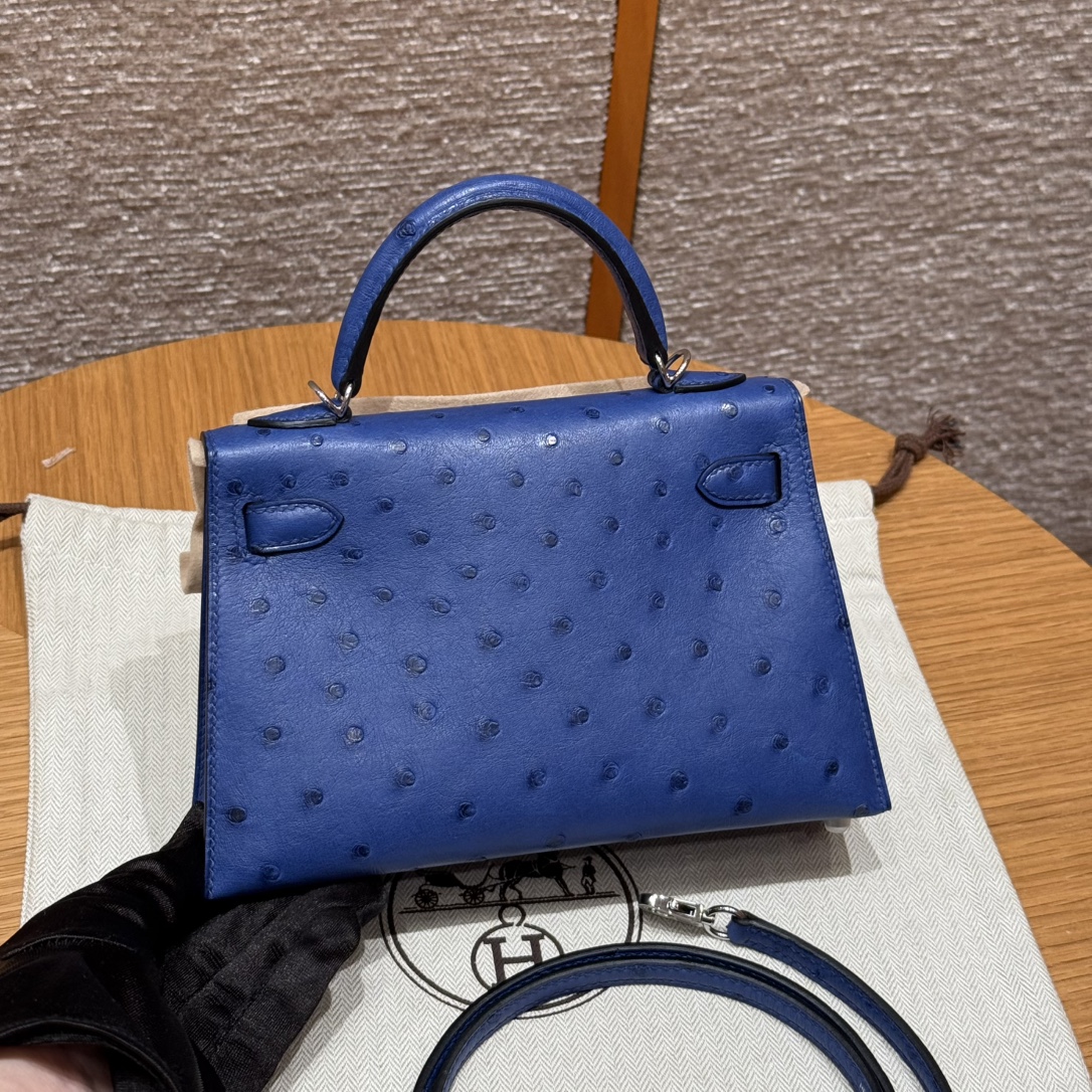 Hermès  Mini Kelly2 Size19 Blue roy  KK ostrich imported