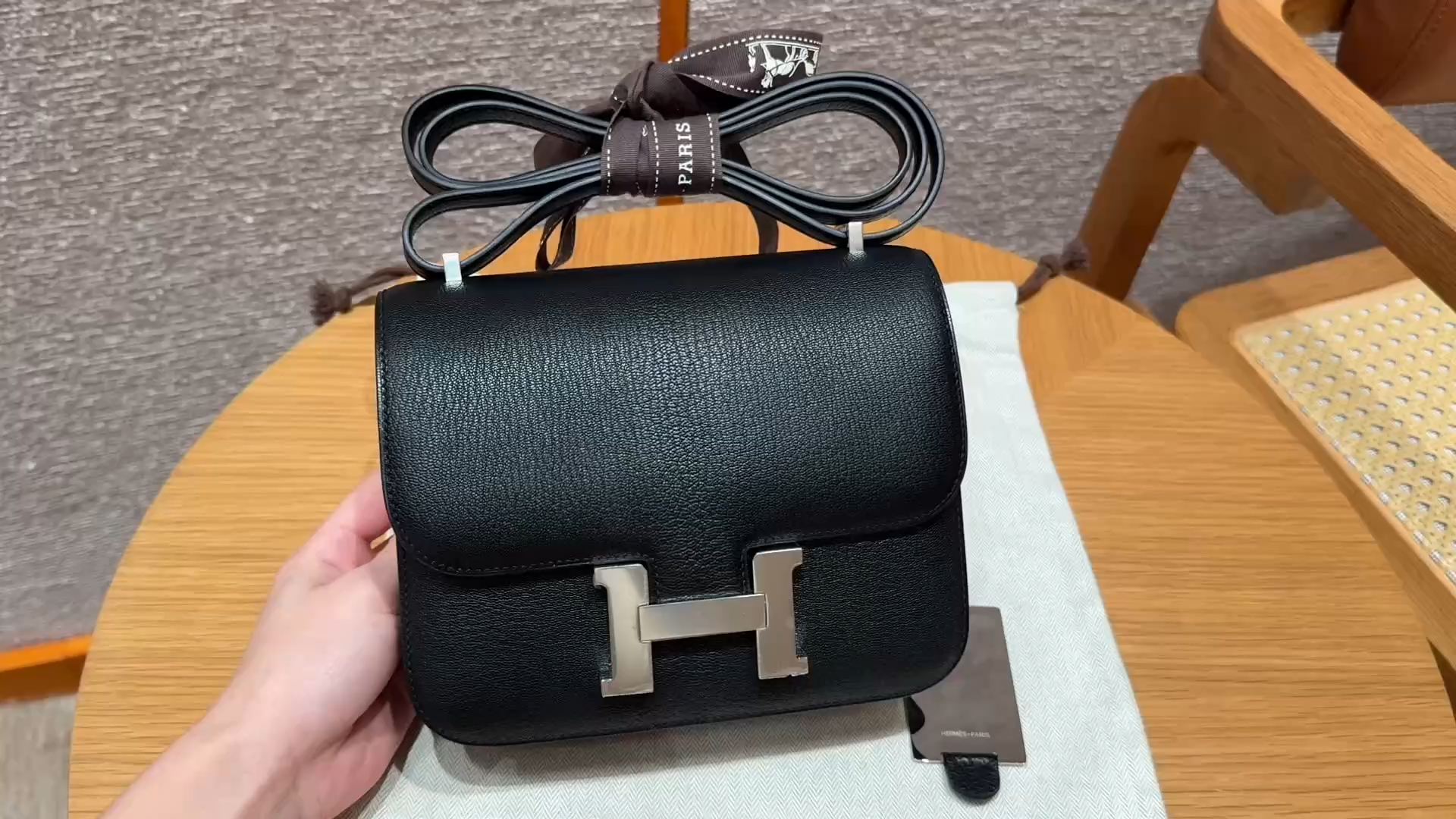Hermès Constance 19 Noir  Chèvre Mirror