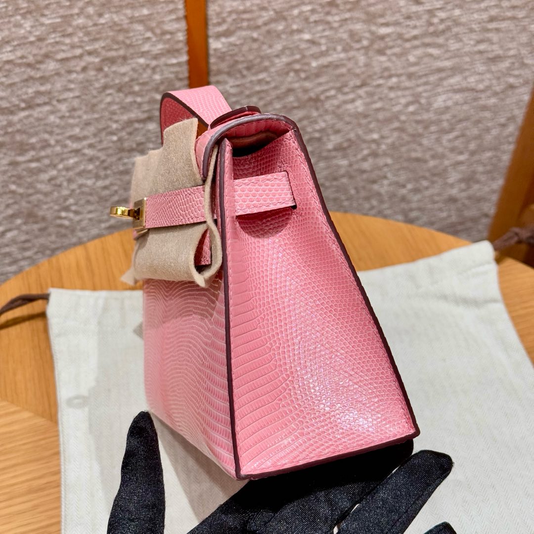 Hermès  Kelly Pochette 1   Pink Lizard imported