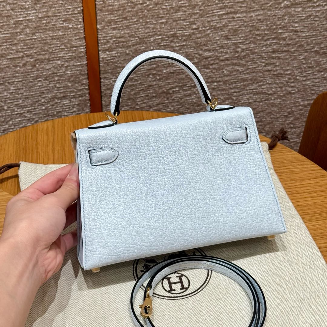 Hermès  Mini Kelly2 Size19 Blue Brume chèvre