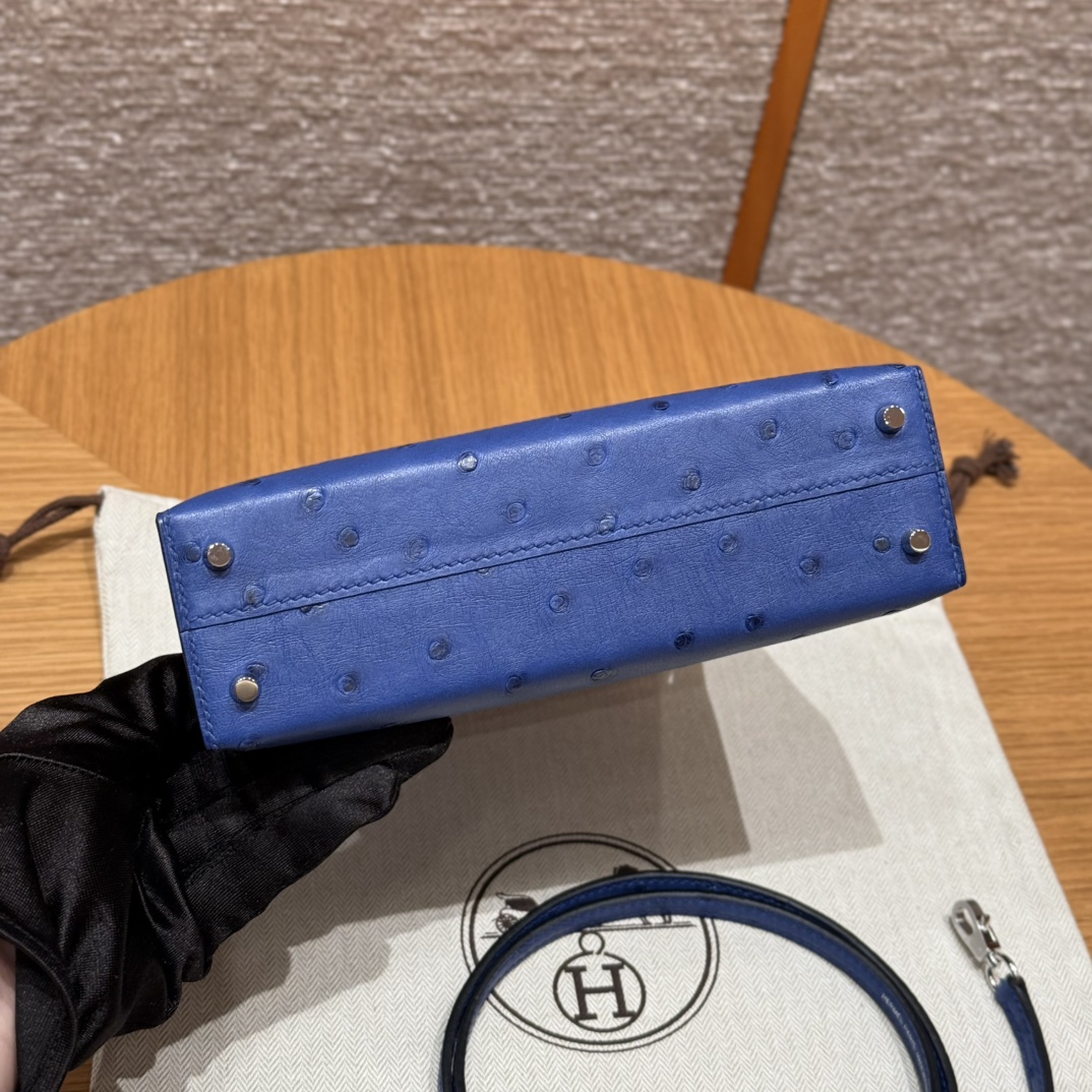 Hermès  Mini Kelly2 Size19 Blue roy  KK ostrich imported