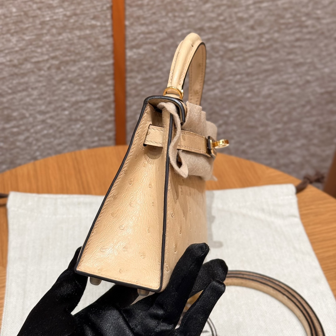 Hermès  Mini Kelly2 Size19 Chai  KK ostrich imported