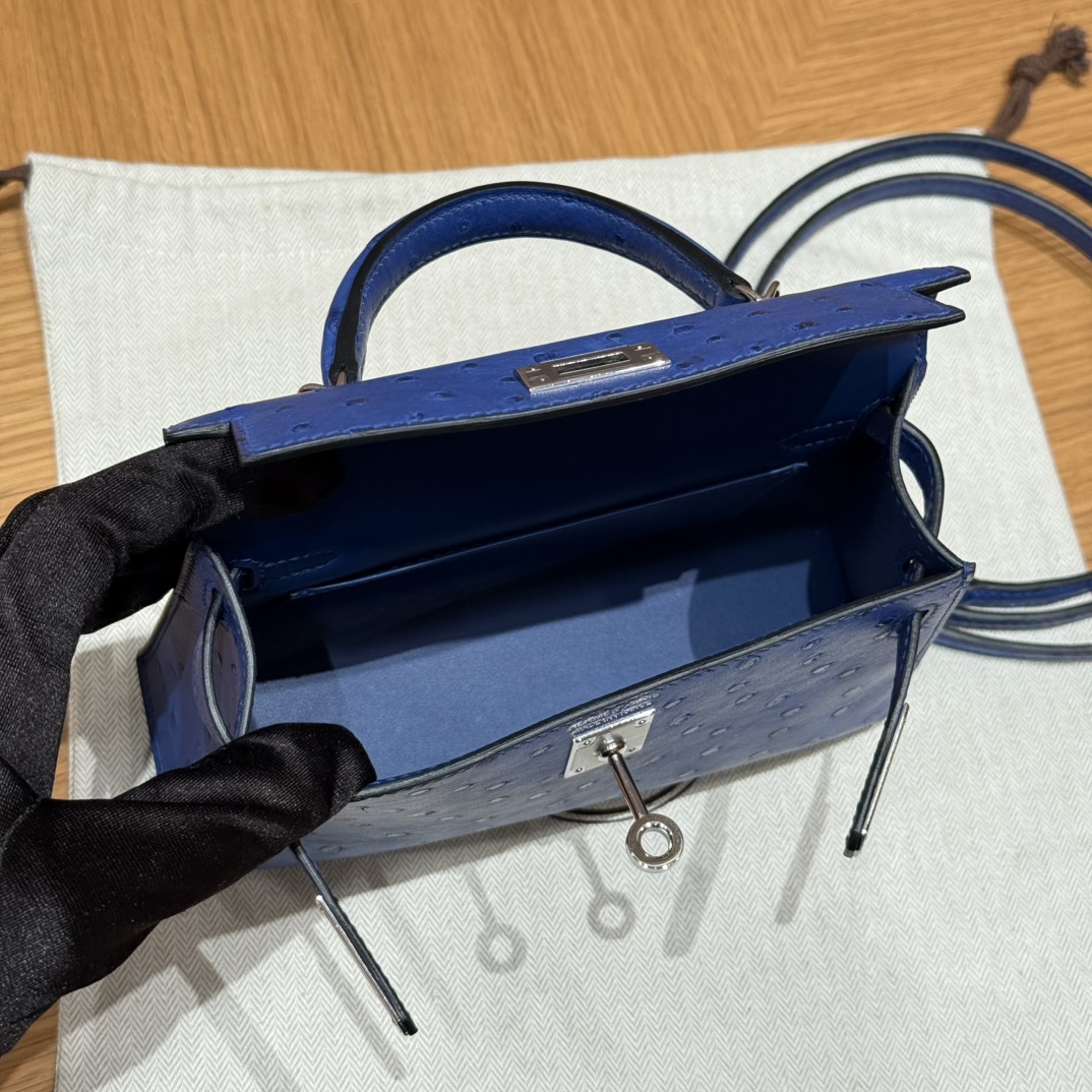 Hermès  Mini Kelly2 Size19 Blue roy  KK ostrich imported