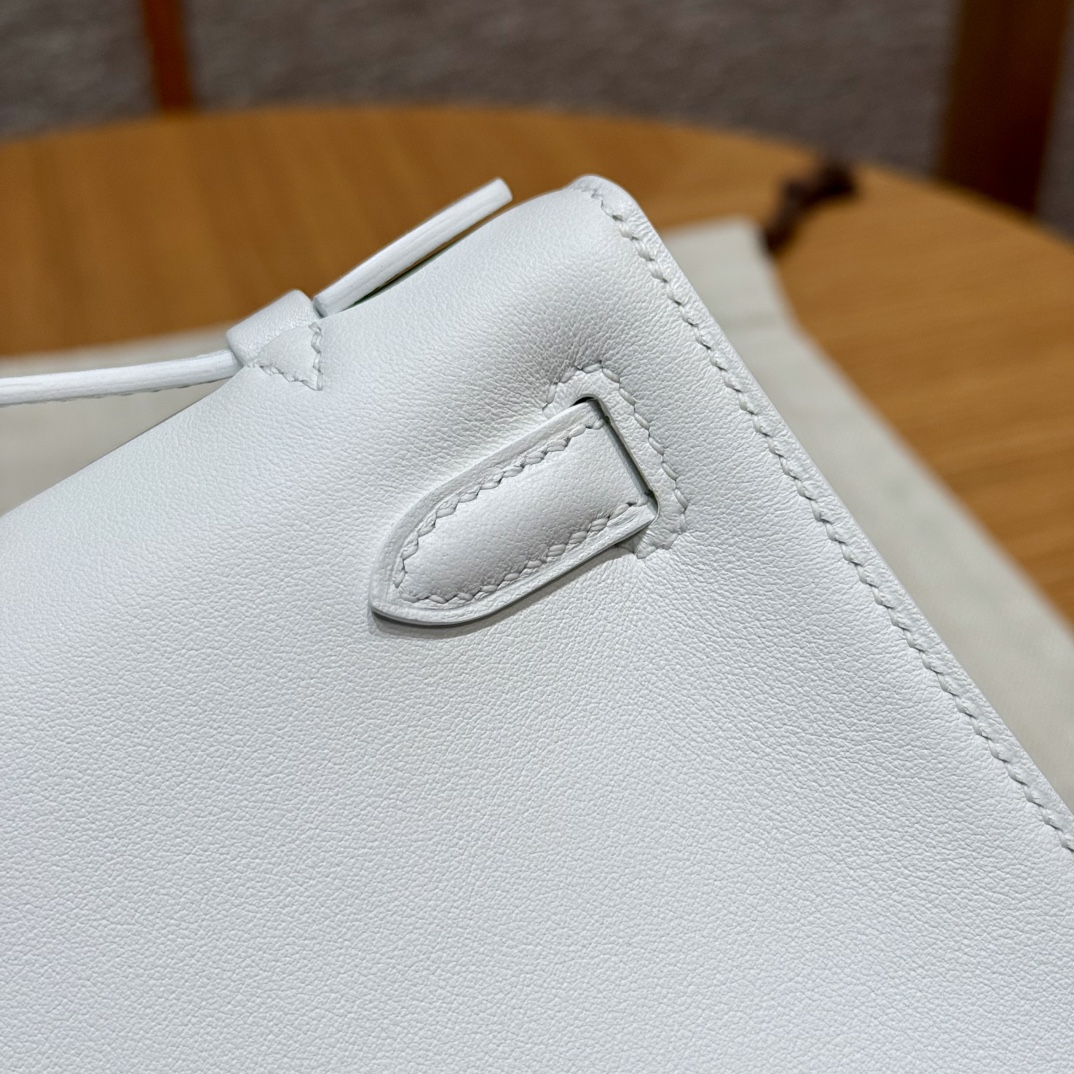 Hermès  Kelly Pochette 1 Blanc Swift