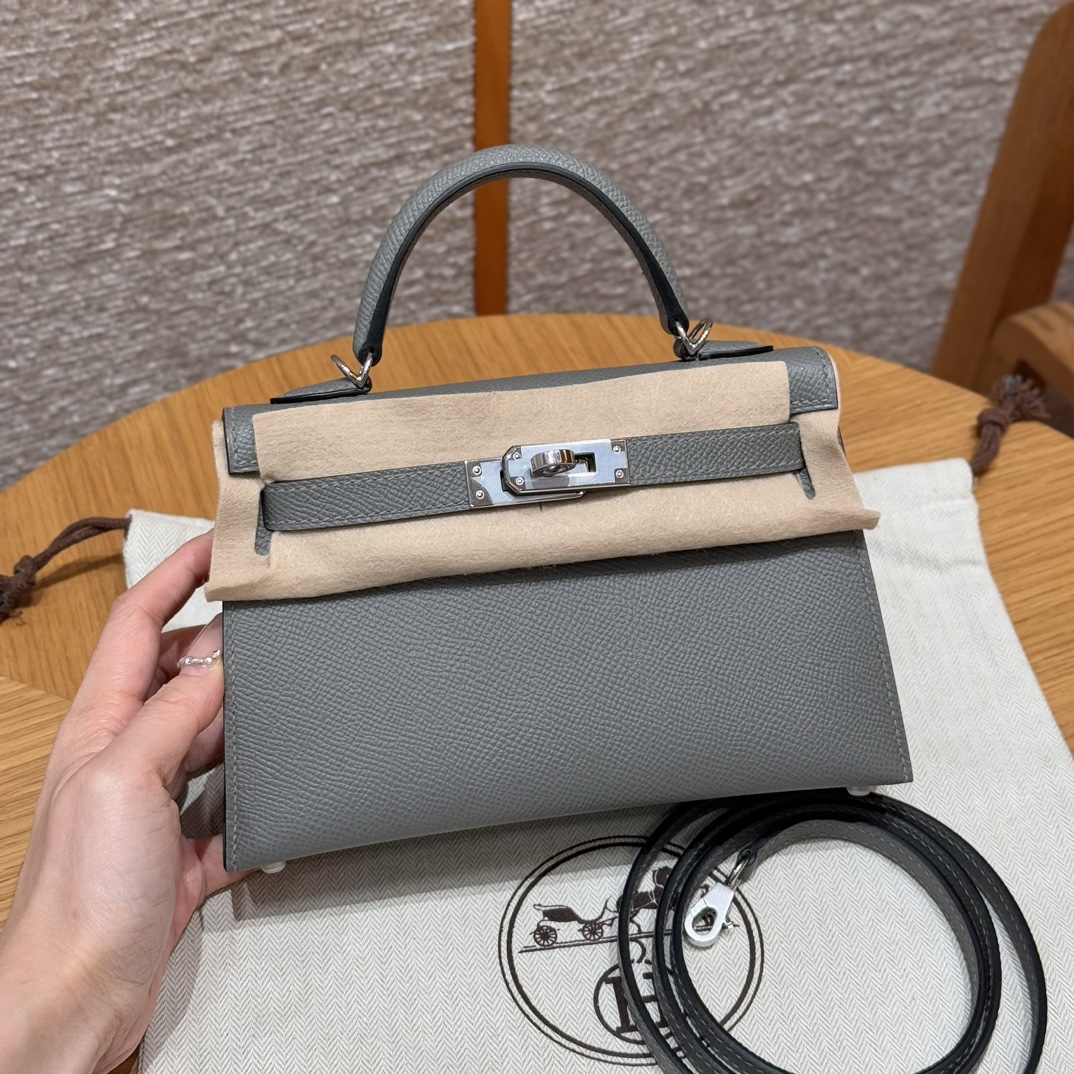 Hermès  Mini Kelly2 Size19 Gris Mayer Epsom