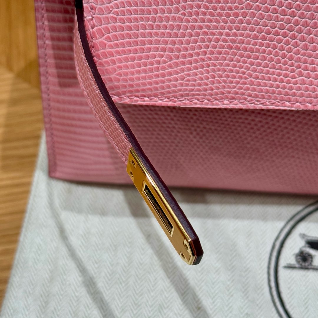 Hermès  Kelly Pochette 1   Pink Lizard imported