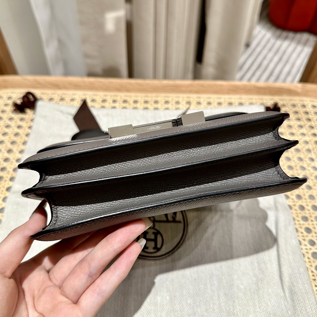 Hermès Constance 19  Etain Epsom