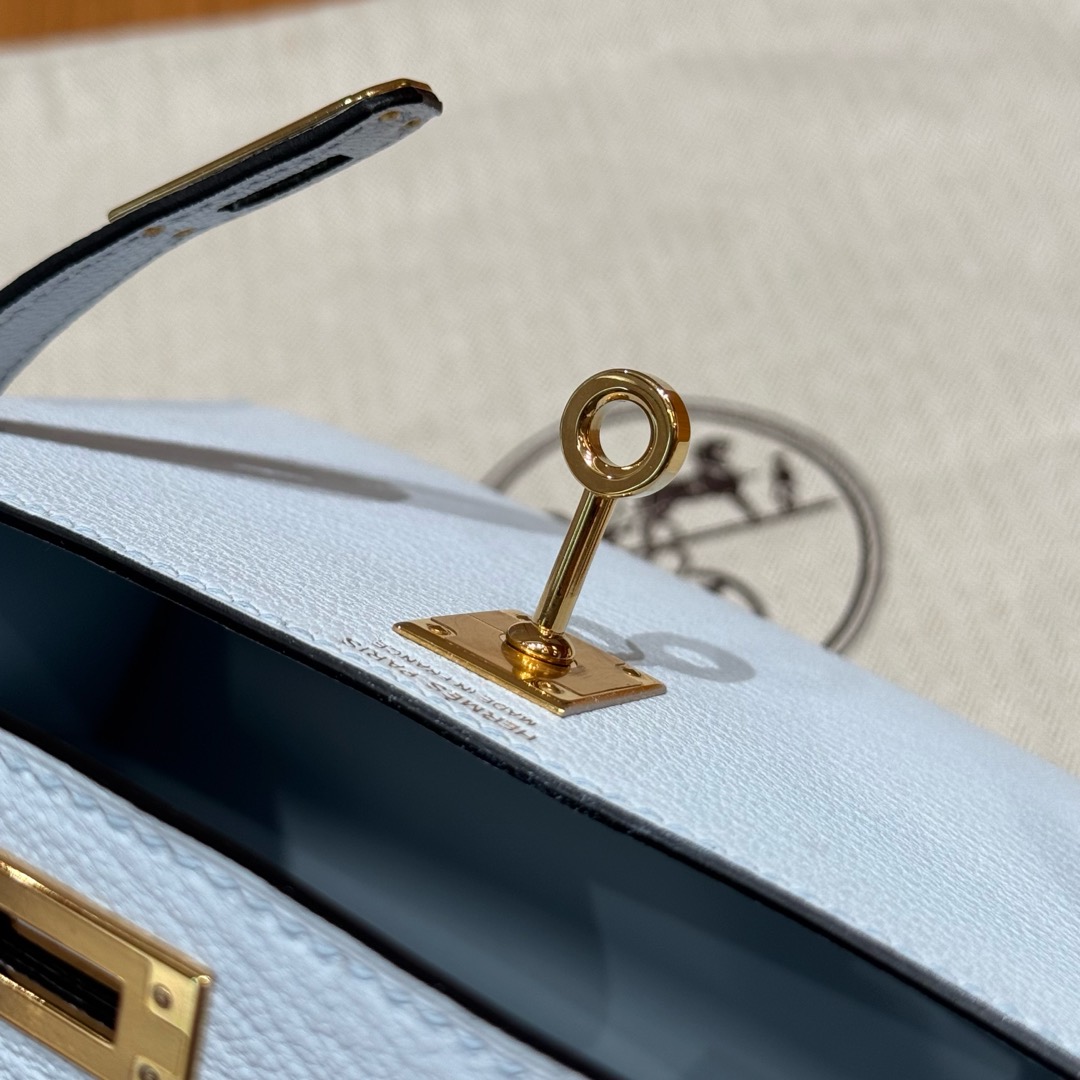 Hermès  Mini Kelly2 Size19 Blue Brume chèvre