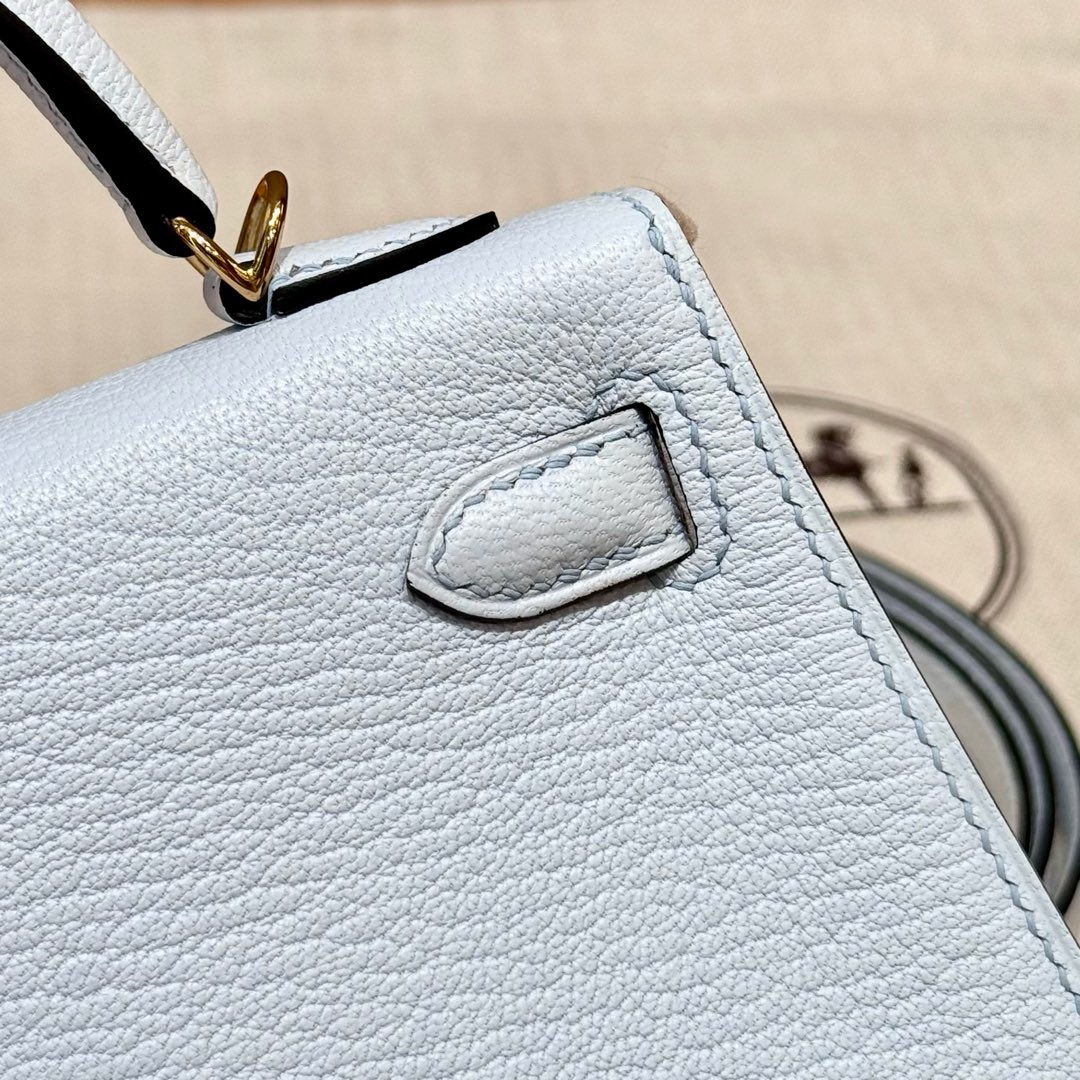 Hermès  Mini Kelly2 Size19 Blue Brume chèvre
