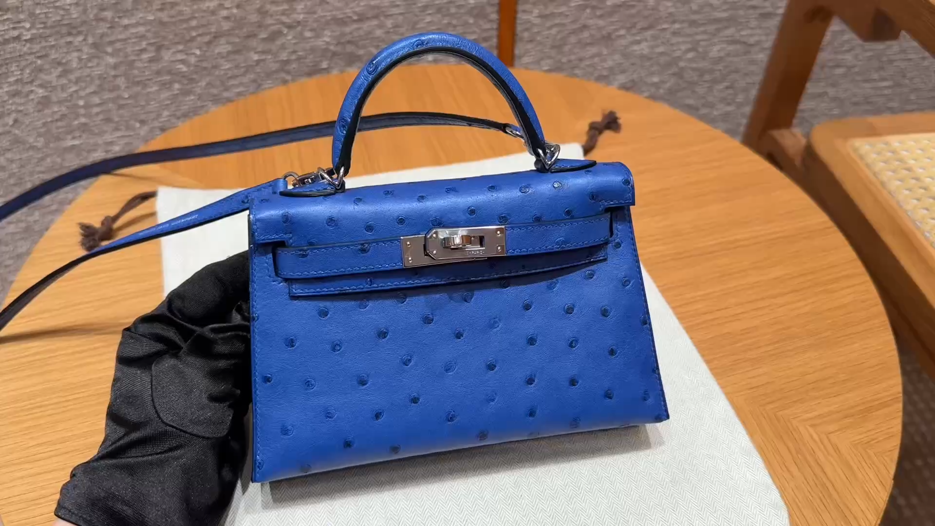 Hermès  Mini Kelly2 Size19 Blue roy  KK ostrich imported