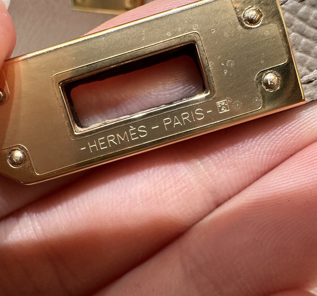 Hermès  Mini Kelly2 Size19 Craie and Girs Asphalted Epsom
