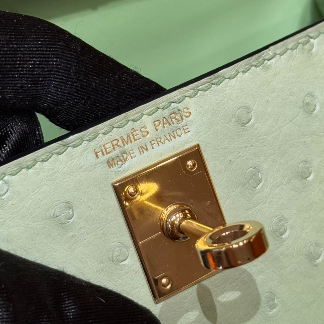 Hermès  Mini Kelly2 Size19 Vert Criquet  KK ostrich imported