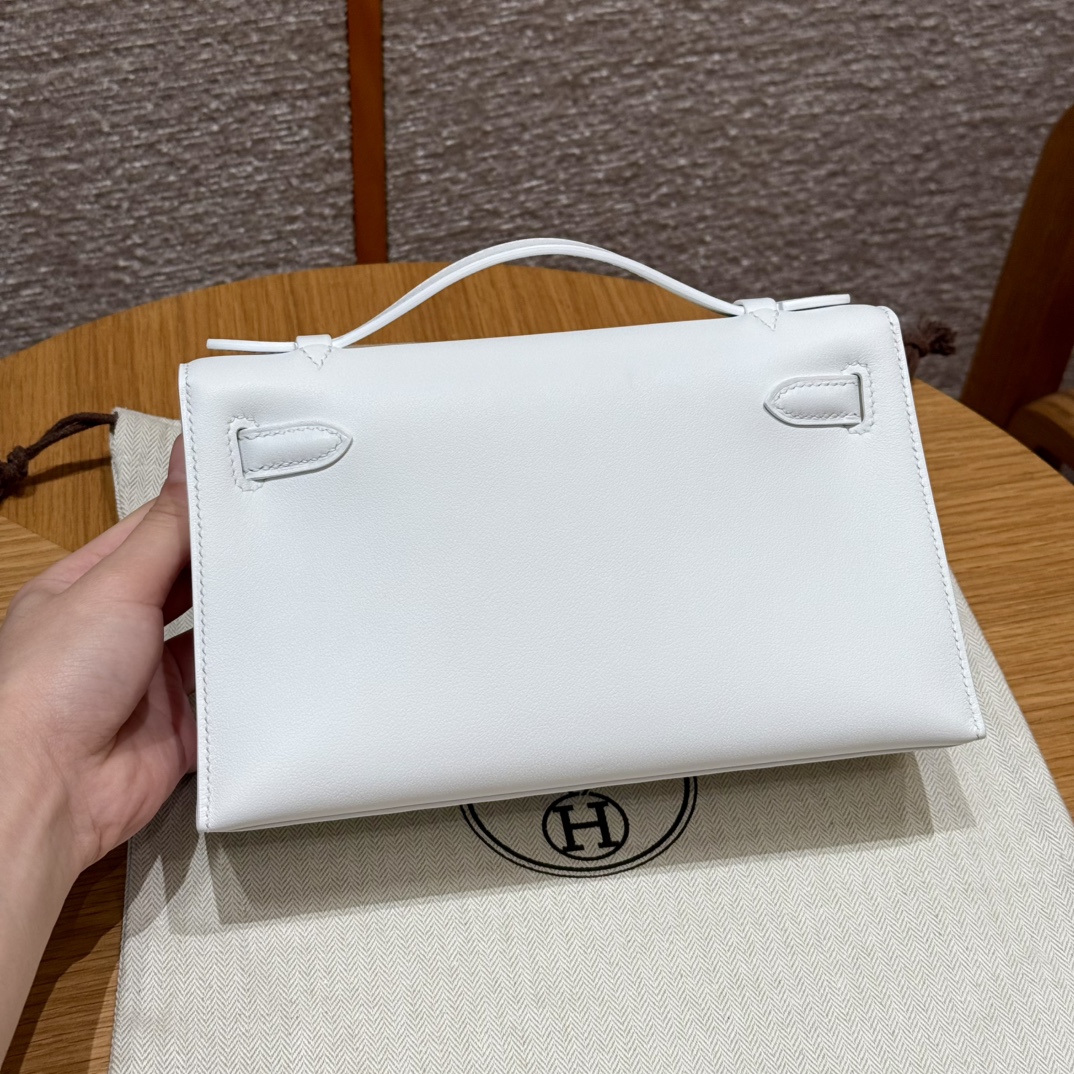Hermès  Kelly Pochette 1 Blanc Swift