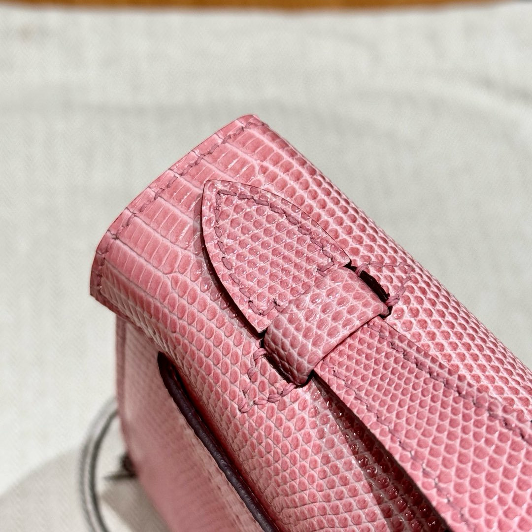 Hermès  Kelly Pochette 1   Pink Lizard imported